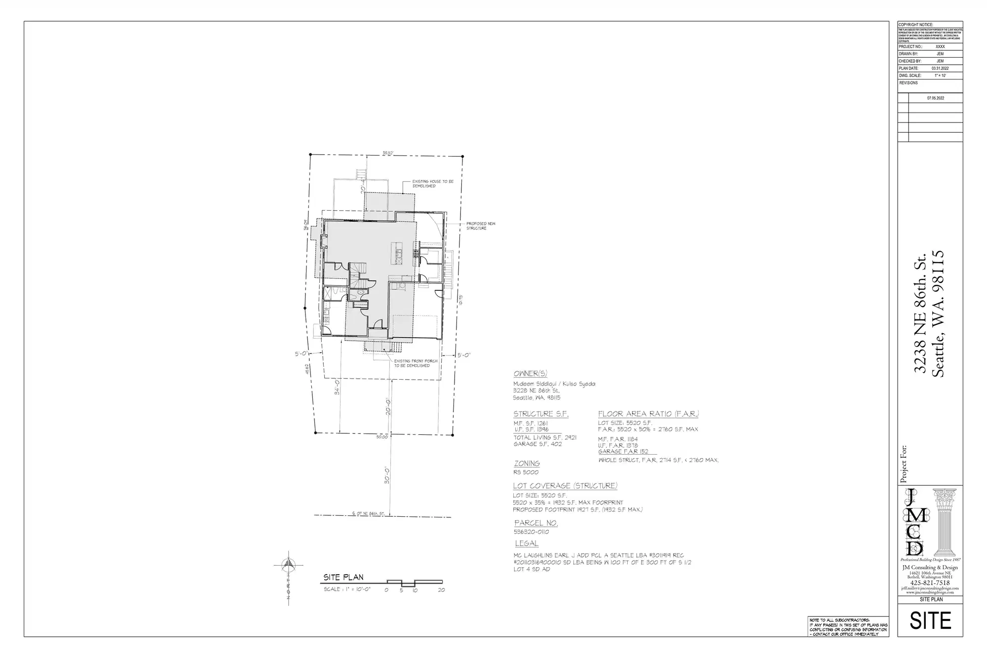 Site plan for 3238 NE 86th St