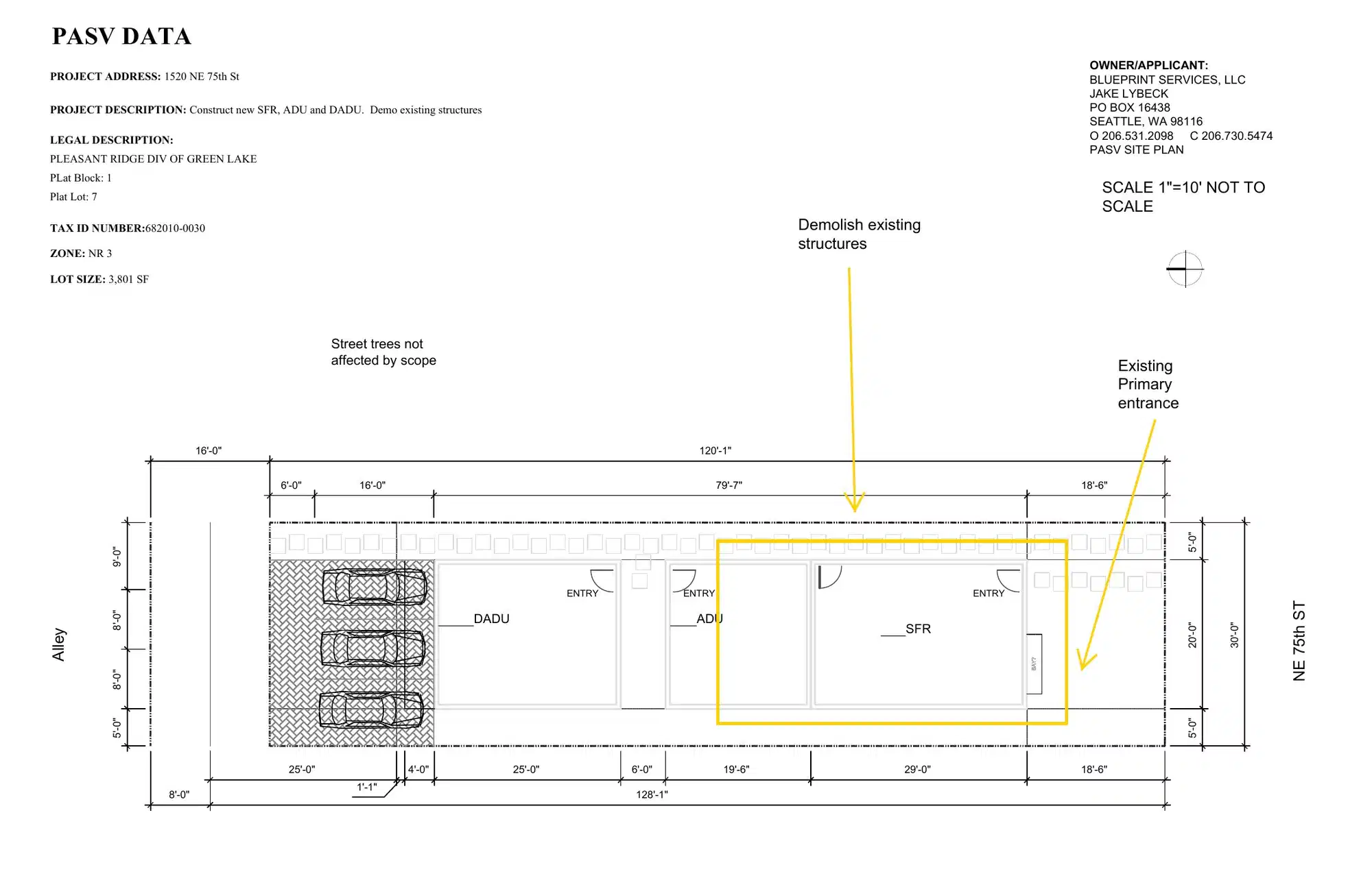 Site plan for 1520 NE 75th St