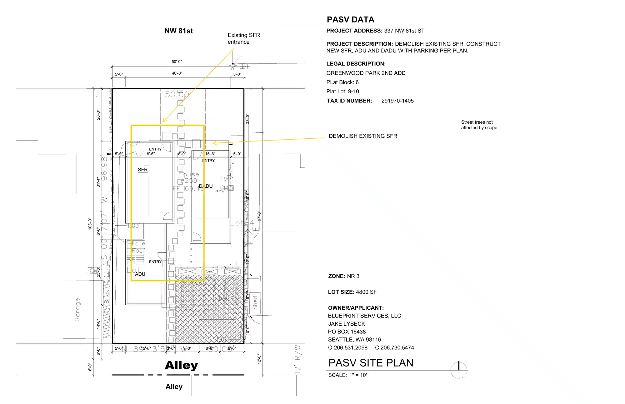 Site plan for 337 NW 81st St