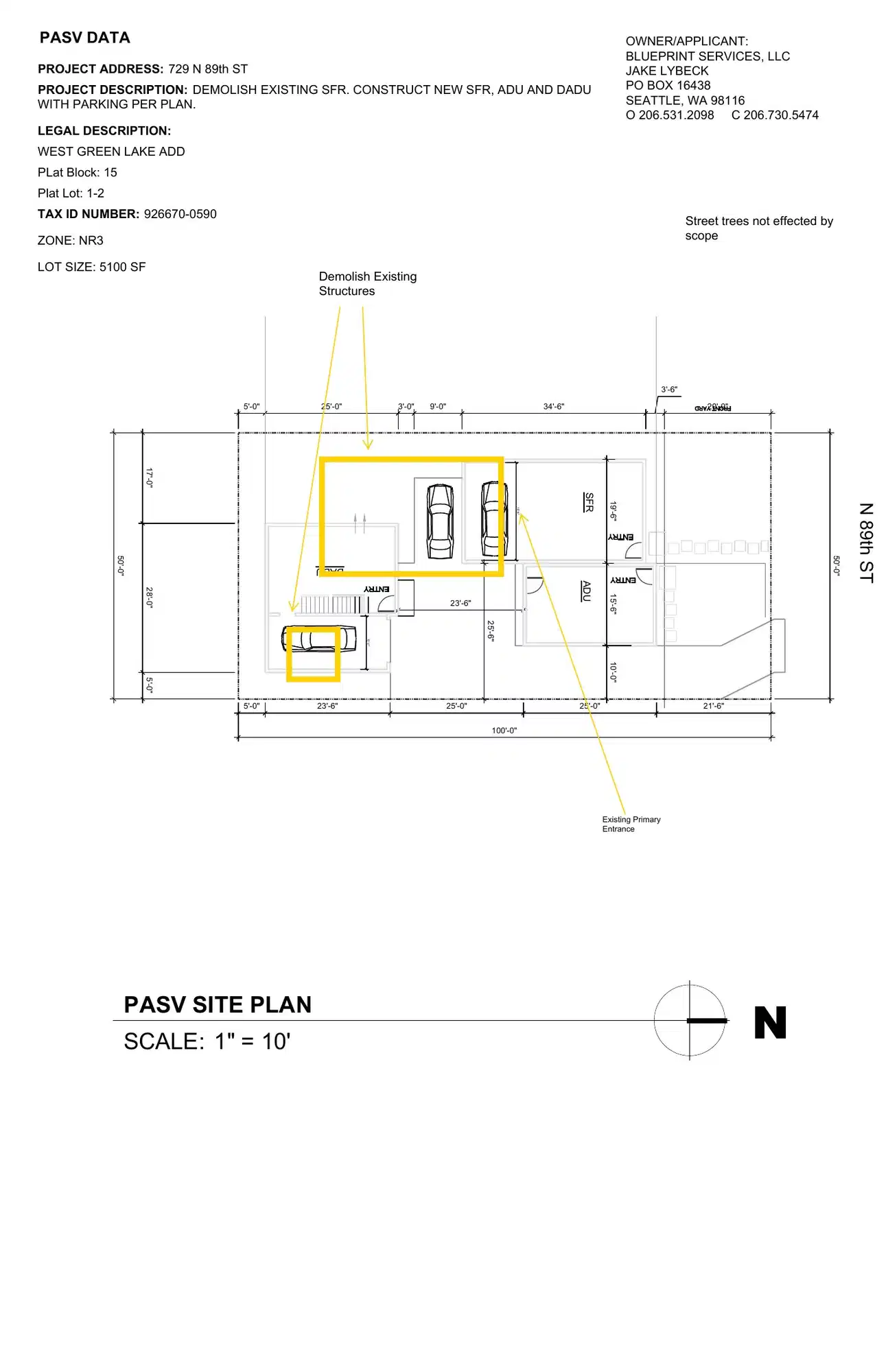 Site plan for 727 N 89th St