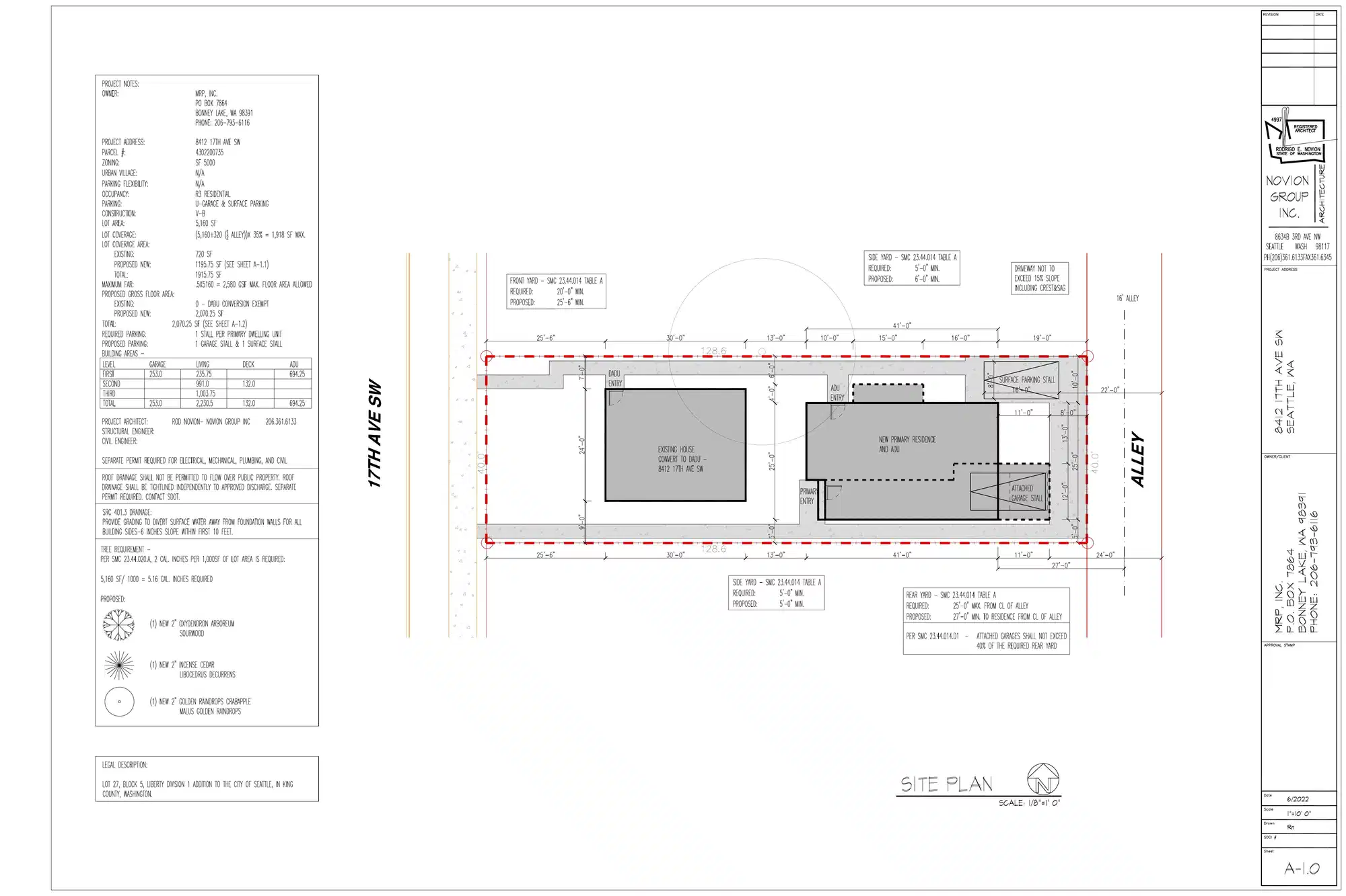 Site plan for 8410 17th Ave SW