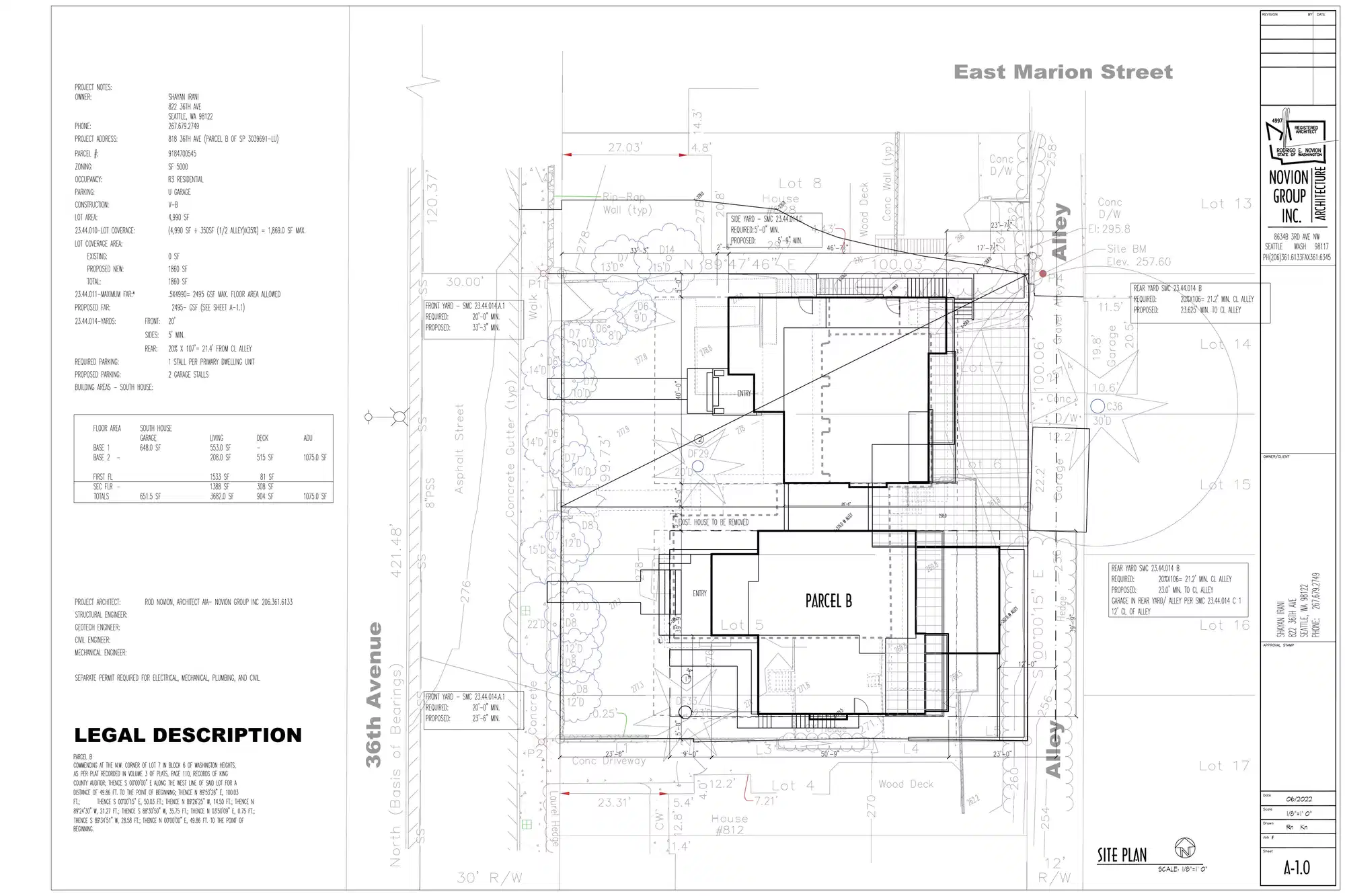 Site plan for 818 36th Ave