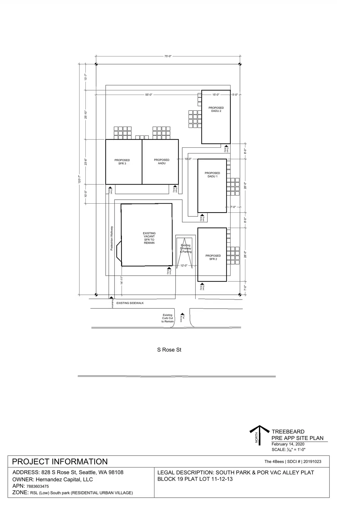 Site plan for 830 C S Rose St