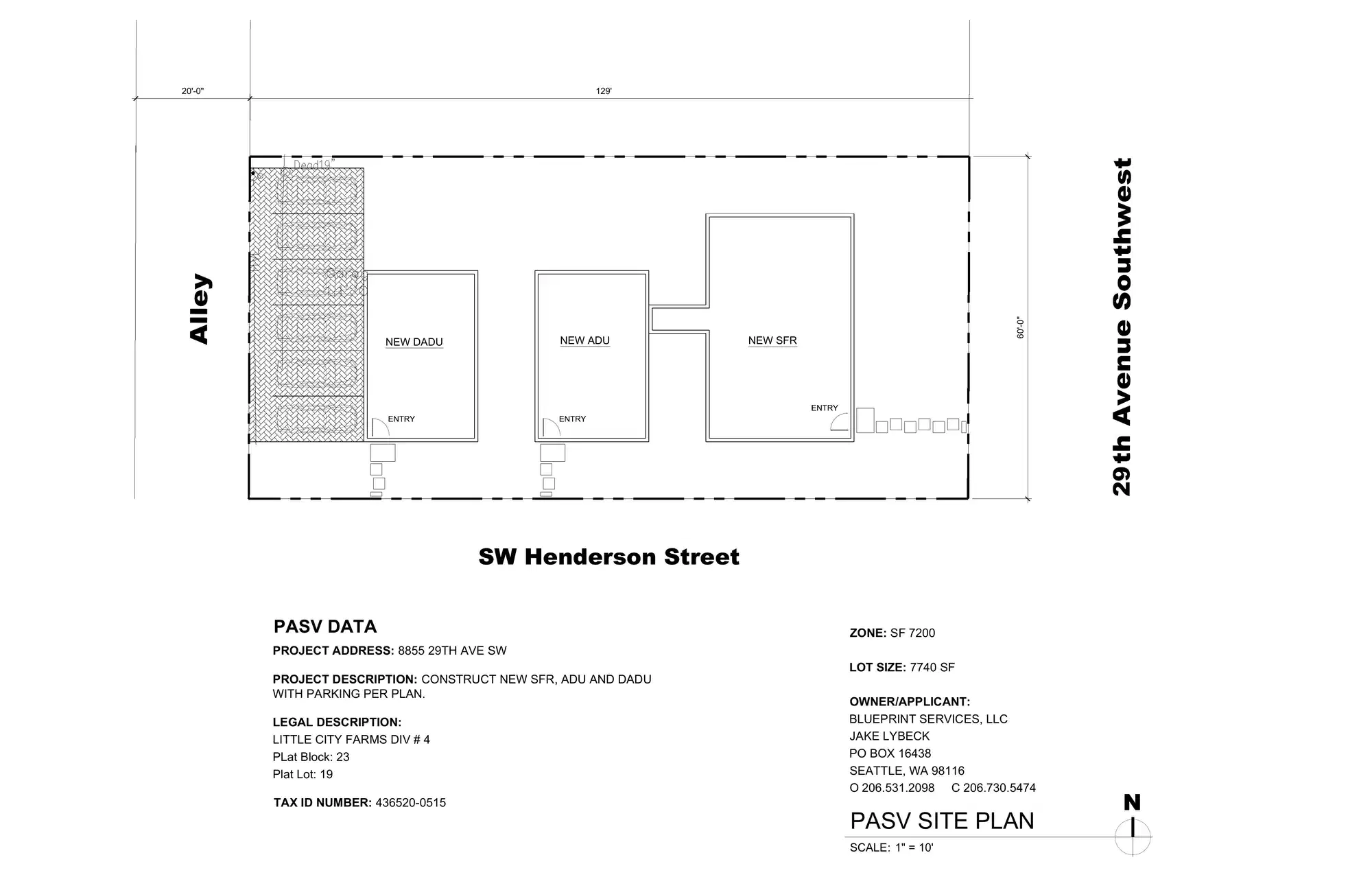 Site plan for 8855 29th Ave SW