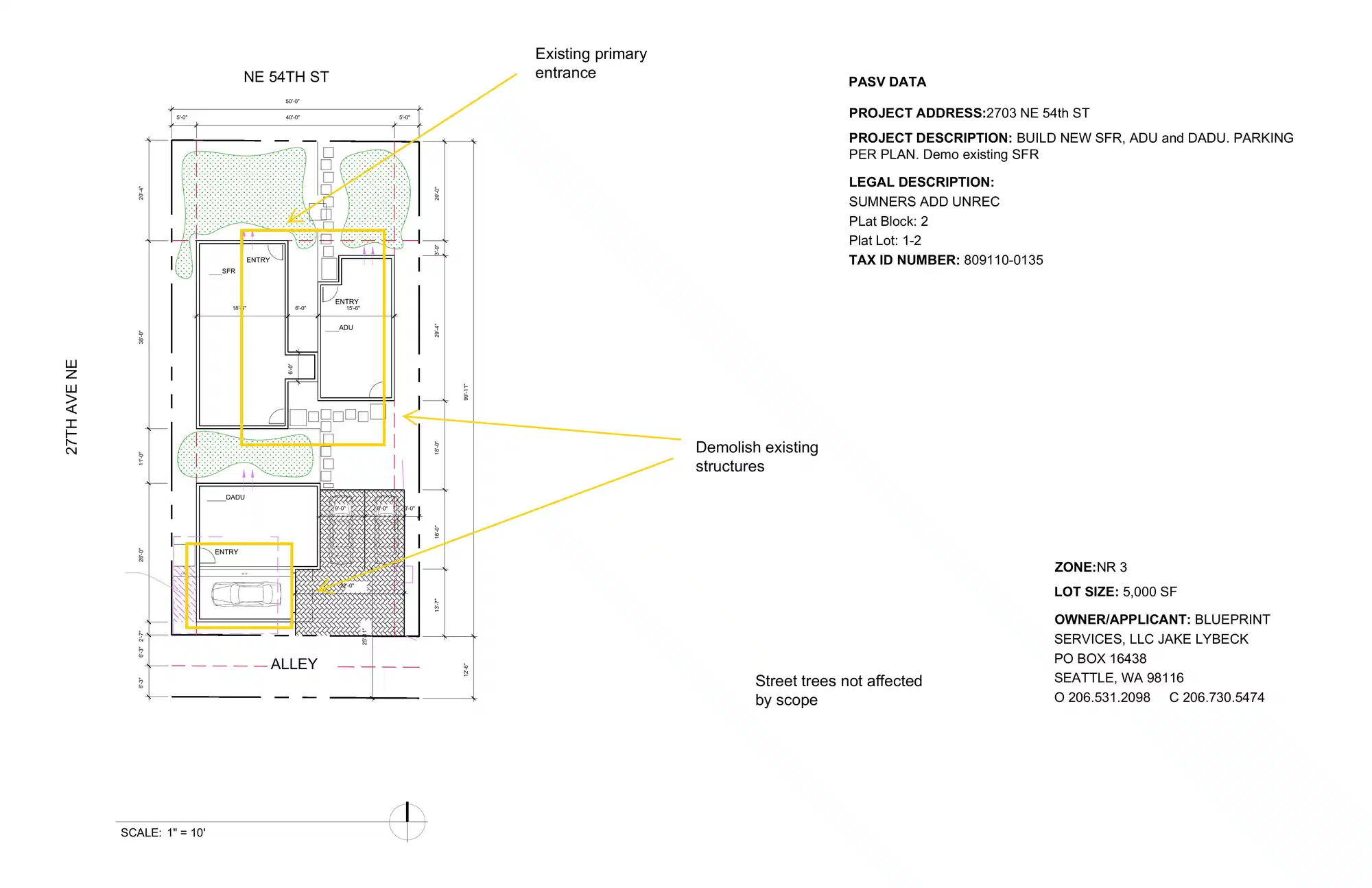 Site plan for 2705 NE 54th St