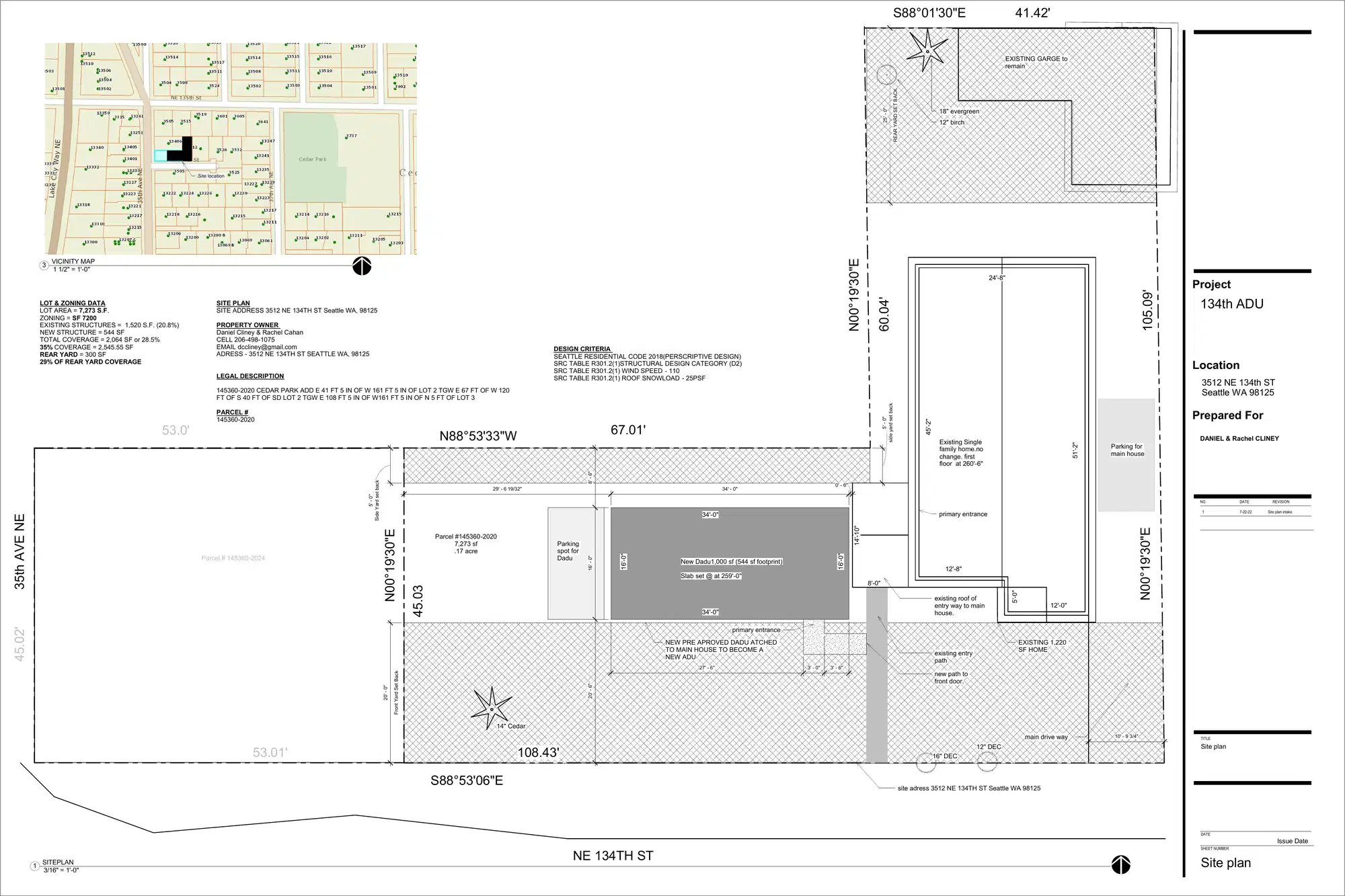 Site plan for 3508 NE 134th St