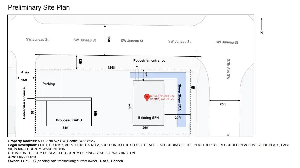 Site plan for 3711 SW Juneau St