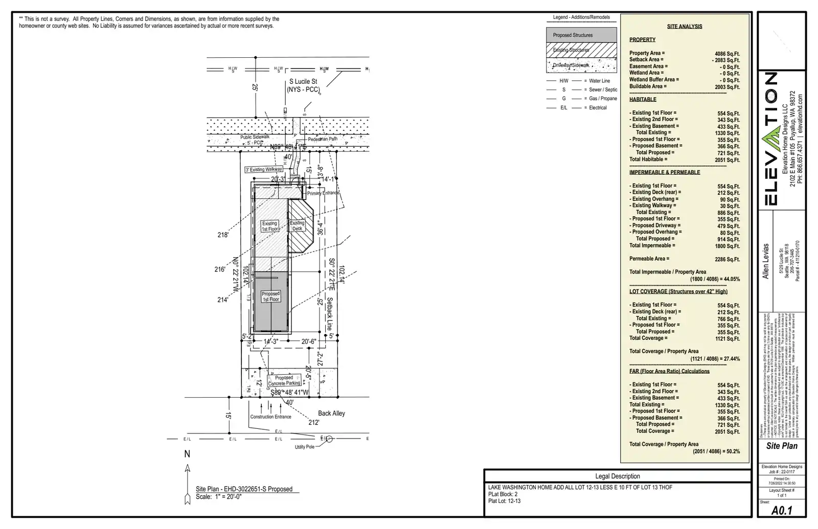 Site plan for 5129 S Lucile St