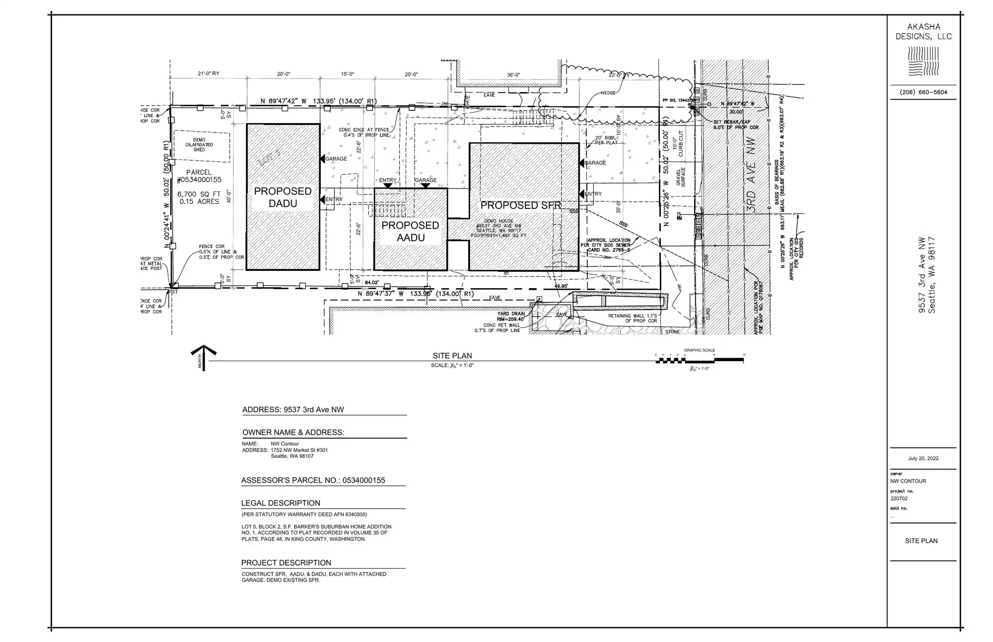 Site plan for 9537 3rd Ave NW