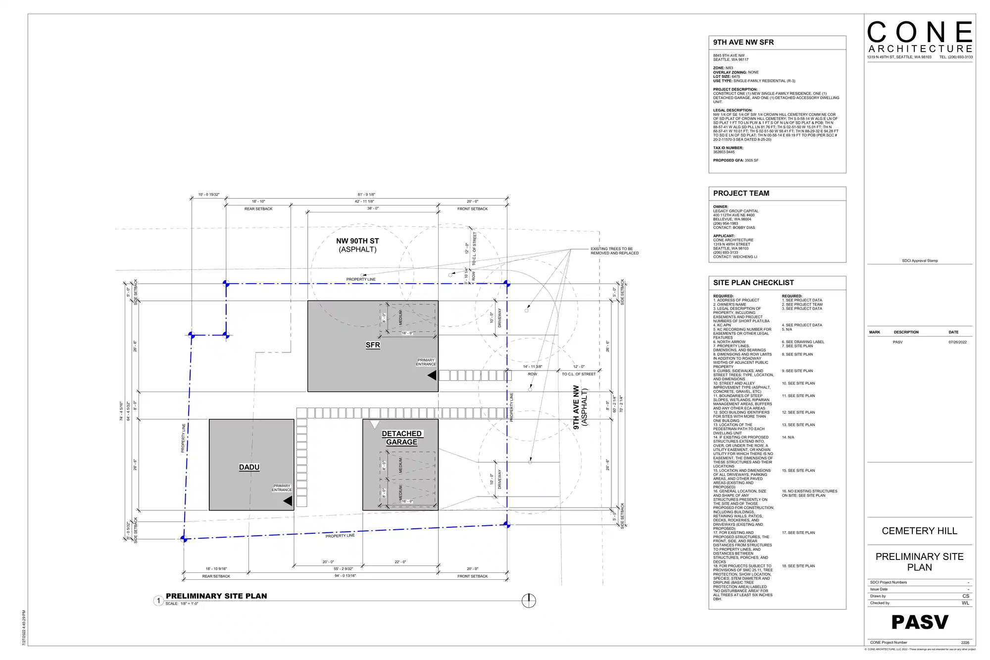 Site plan for 8845 9th Ave NW