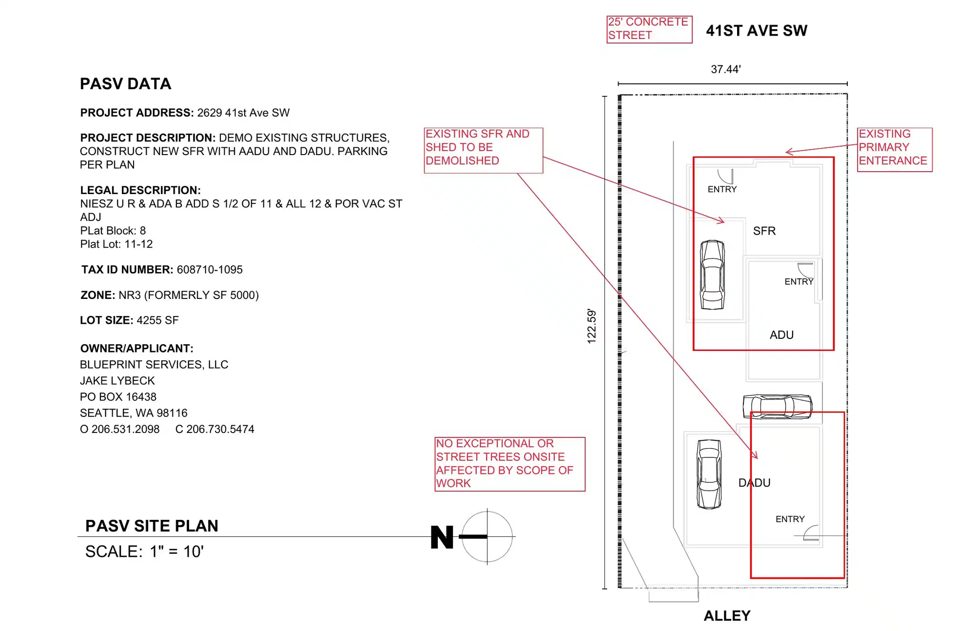 Site plan for 2629 41st Ave SW
