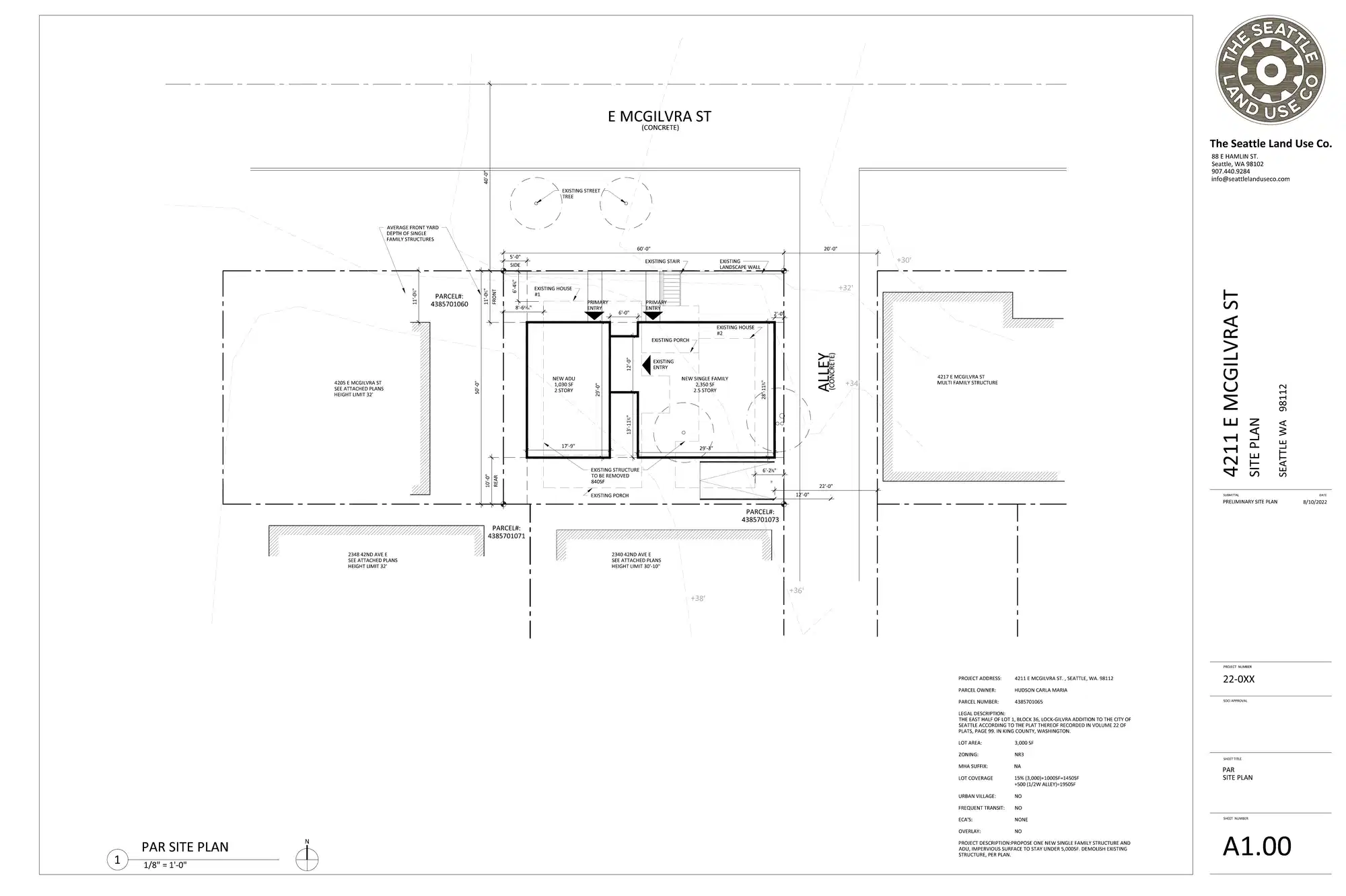 Site plan for 4211 E Mcgilvra St