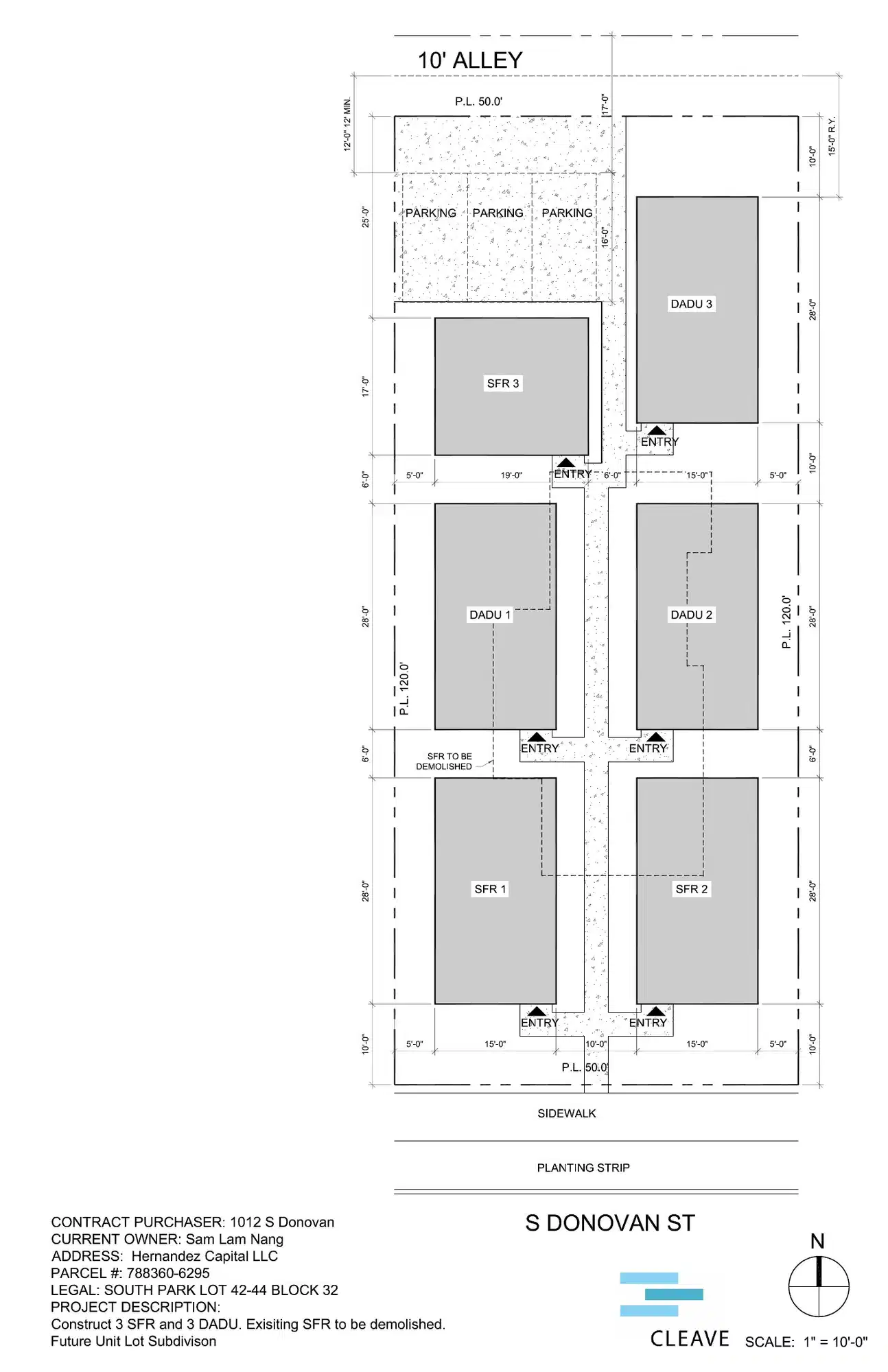Site plan for 1010 S Donovan St