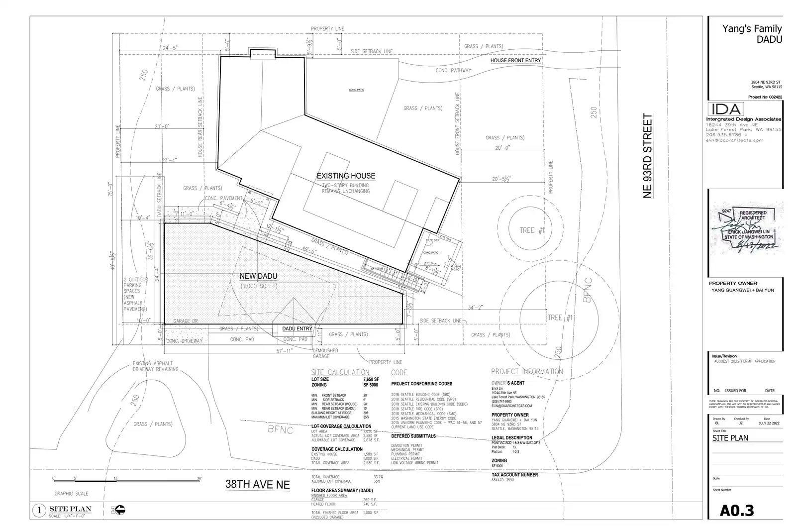 Site plan for 3804 NE 93rd St