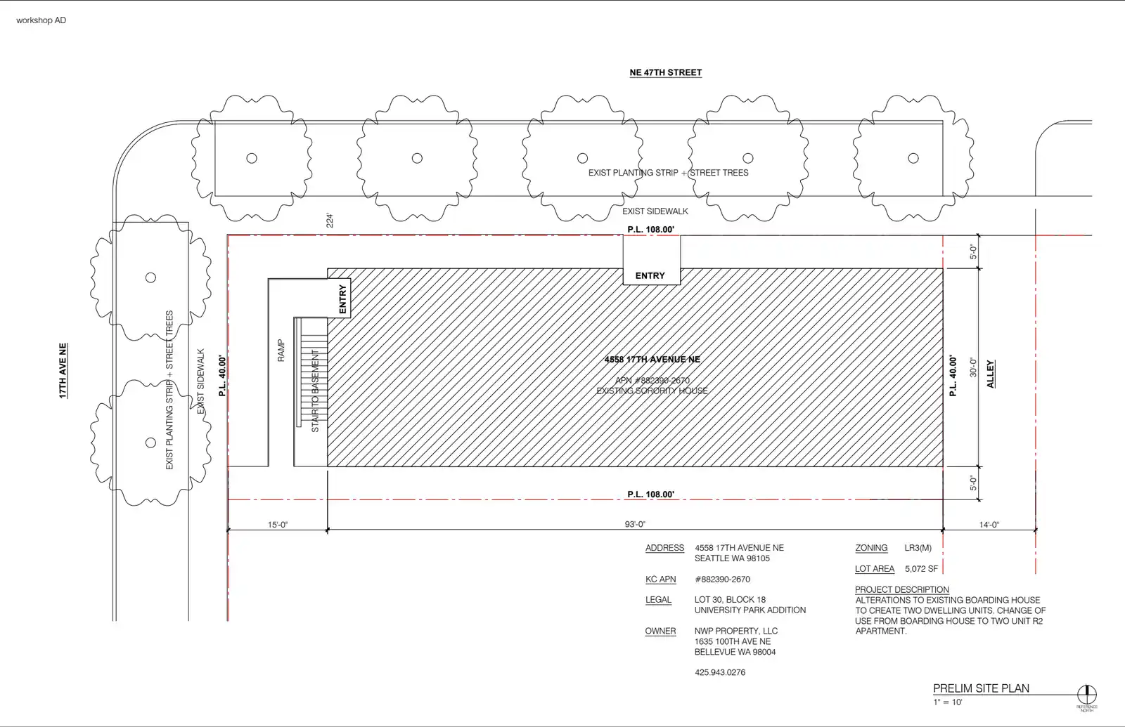 Site plan for 4558 17th Ave NE