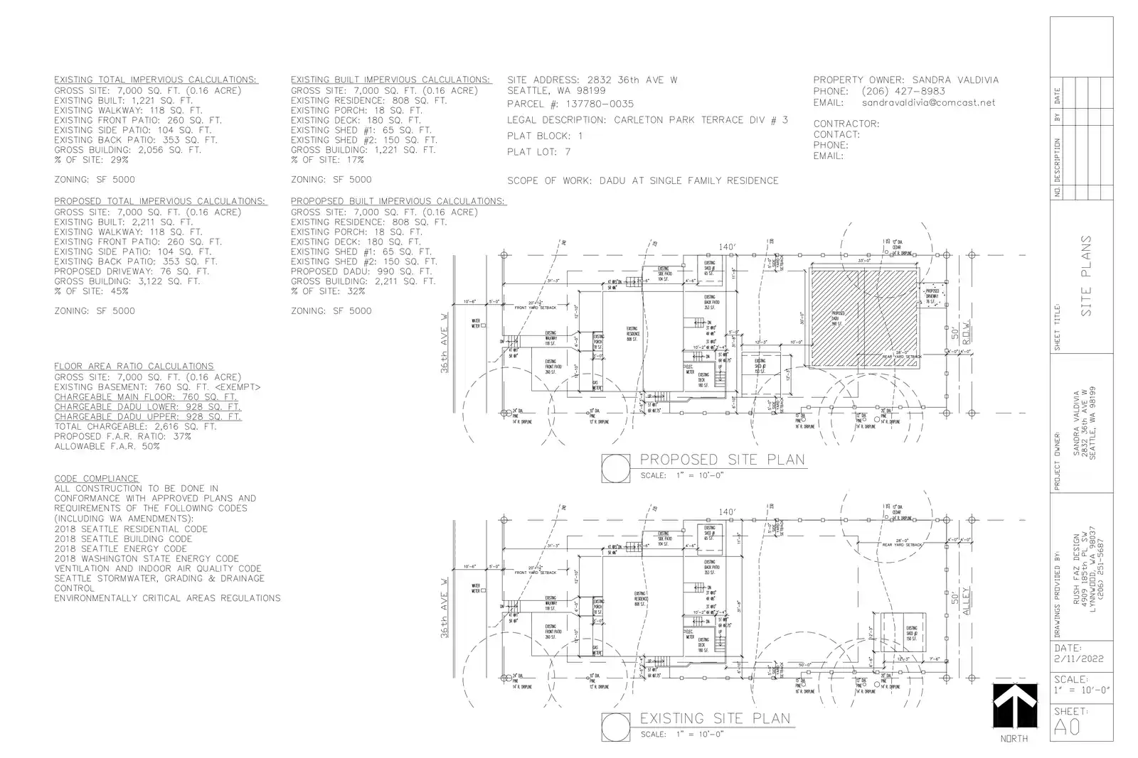 Site plan for 2832 B 36th Ave W