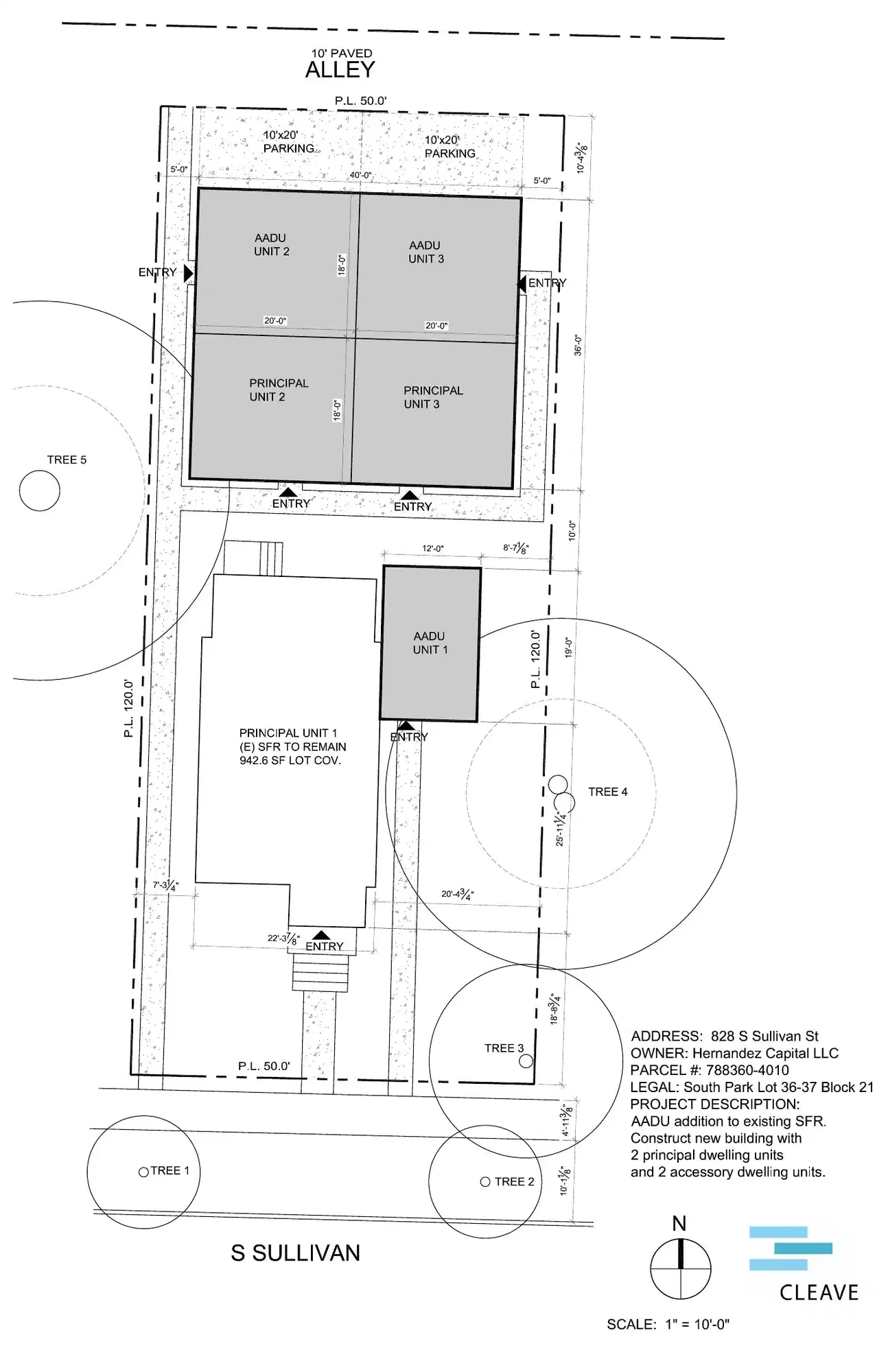 Site plan for 828 S Sullivan St
