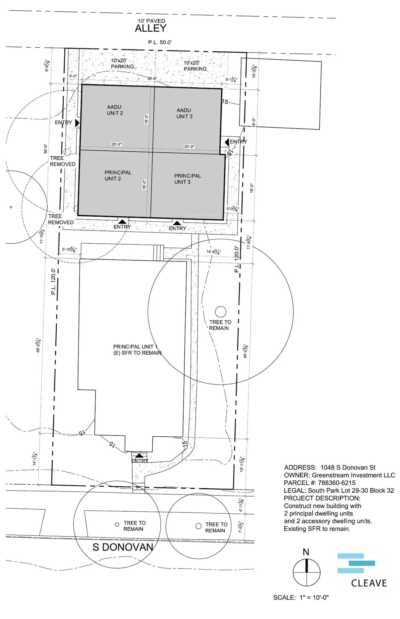 Site plan for 1050 S Donovan St