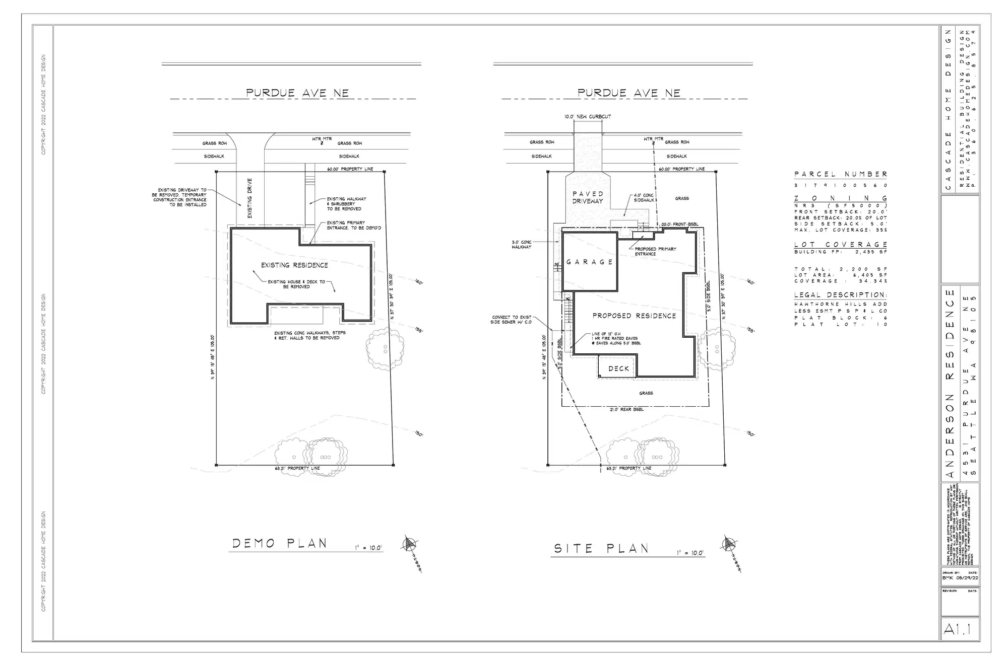 Site plan for 4531 Purdue Ave NE