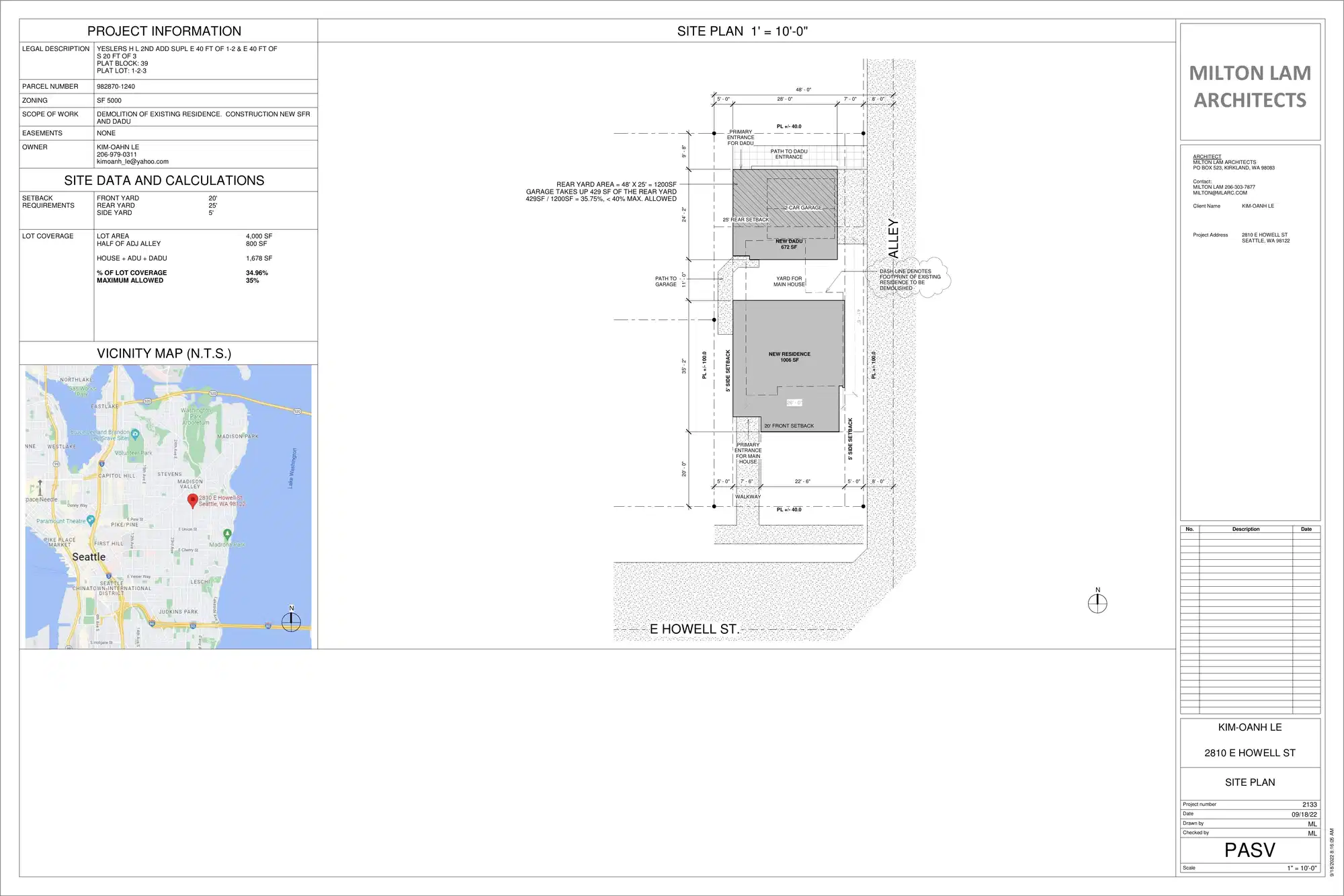 Site plan for 2810 E Howell St