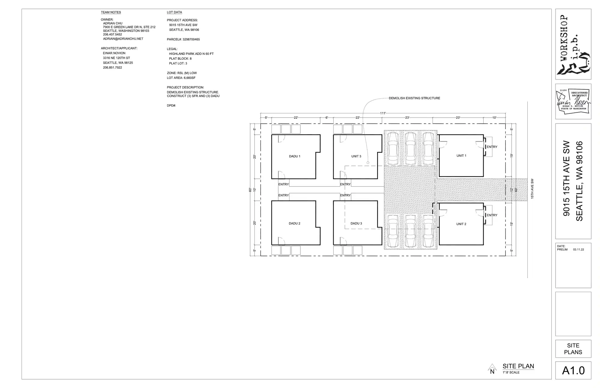 Site plan for 9017 A 15th Ave SW