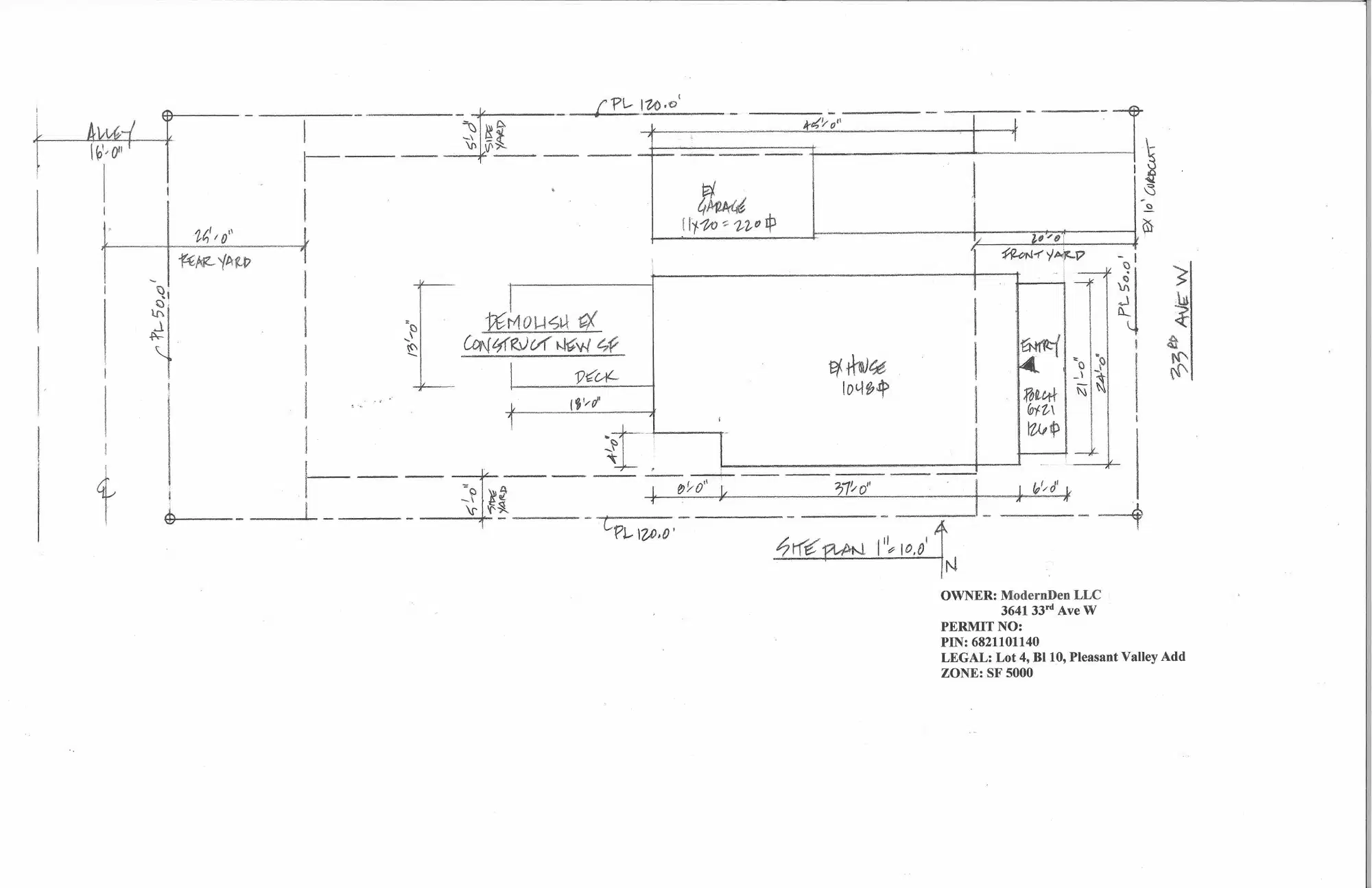Site plan for 3641 33rd Ave W
