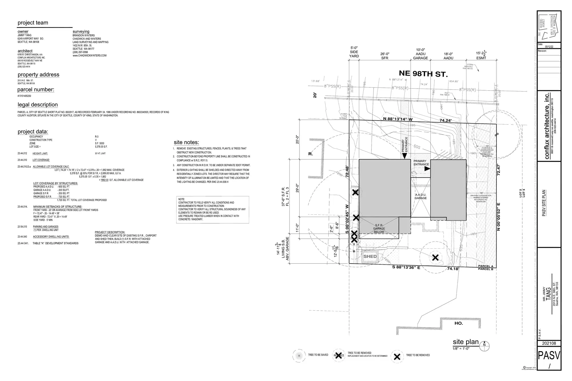 Site plan for 2011 NE 98th St