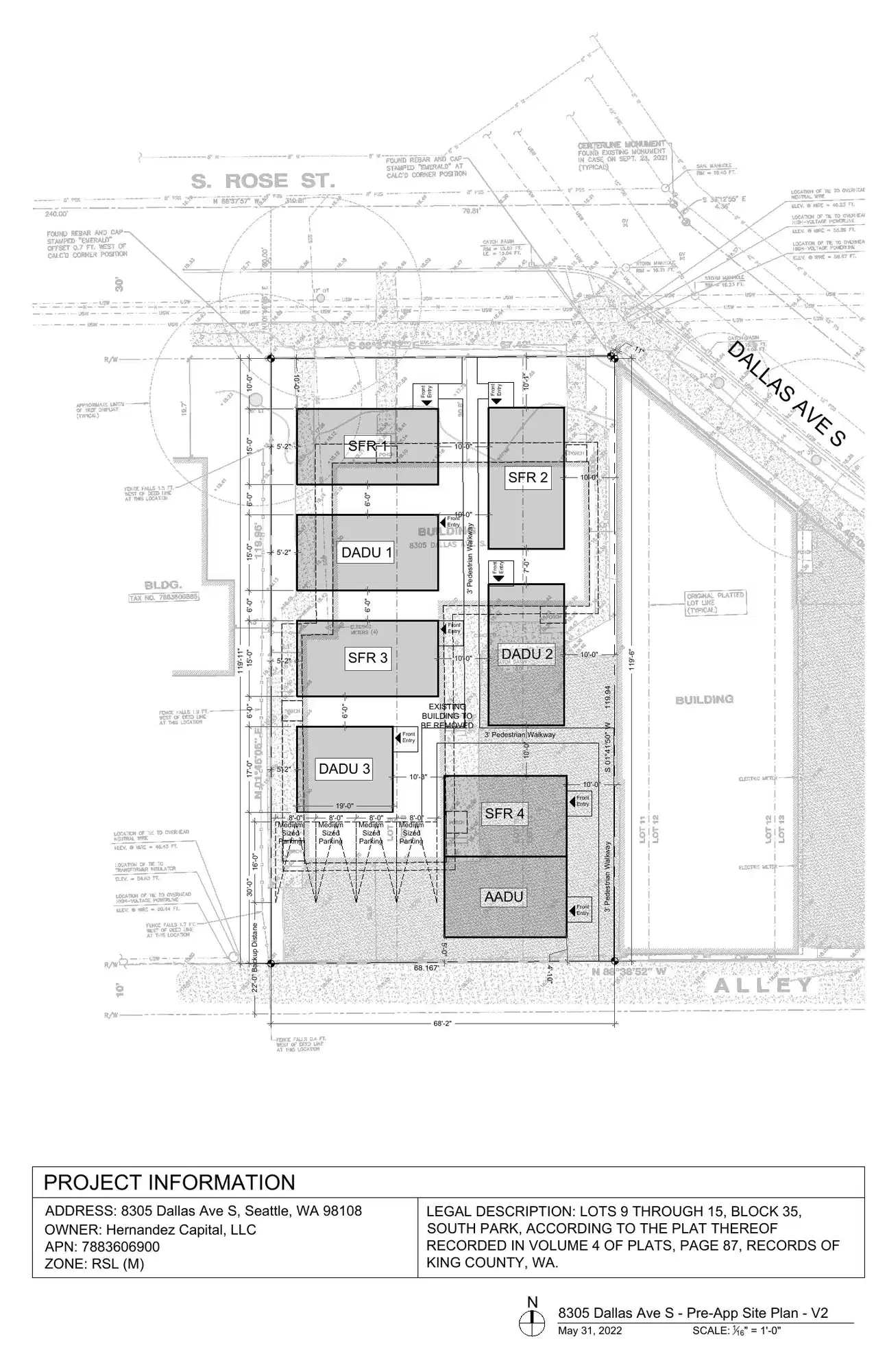 Site plan for 1027 S Rose St