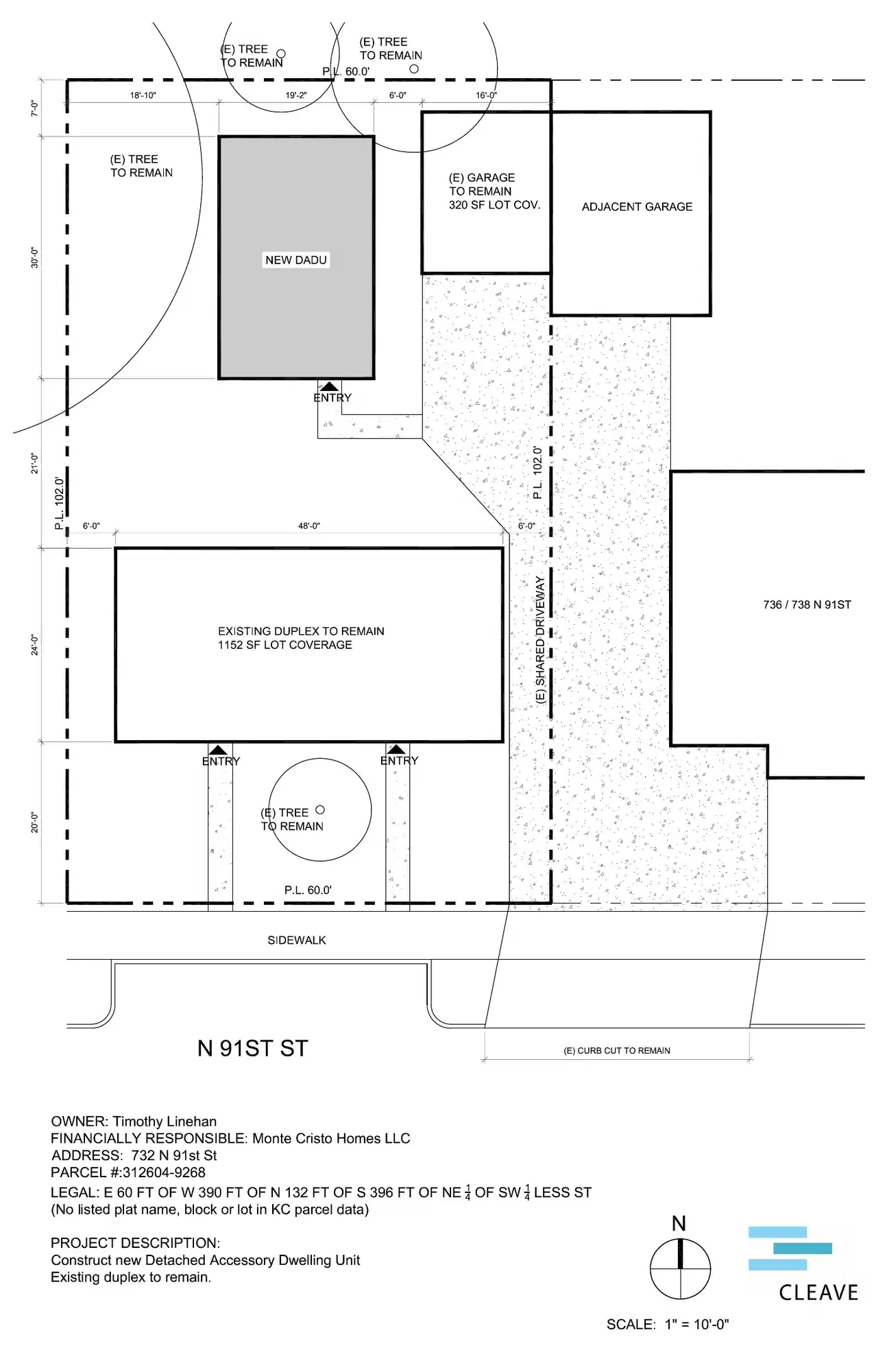 Site plan for 734 B N 91st St