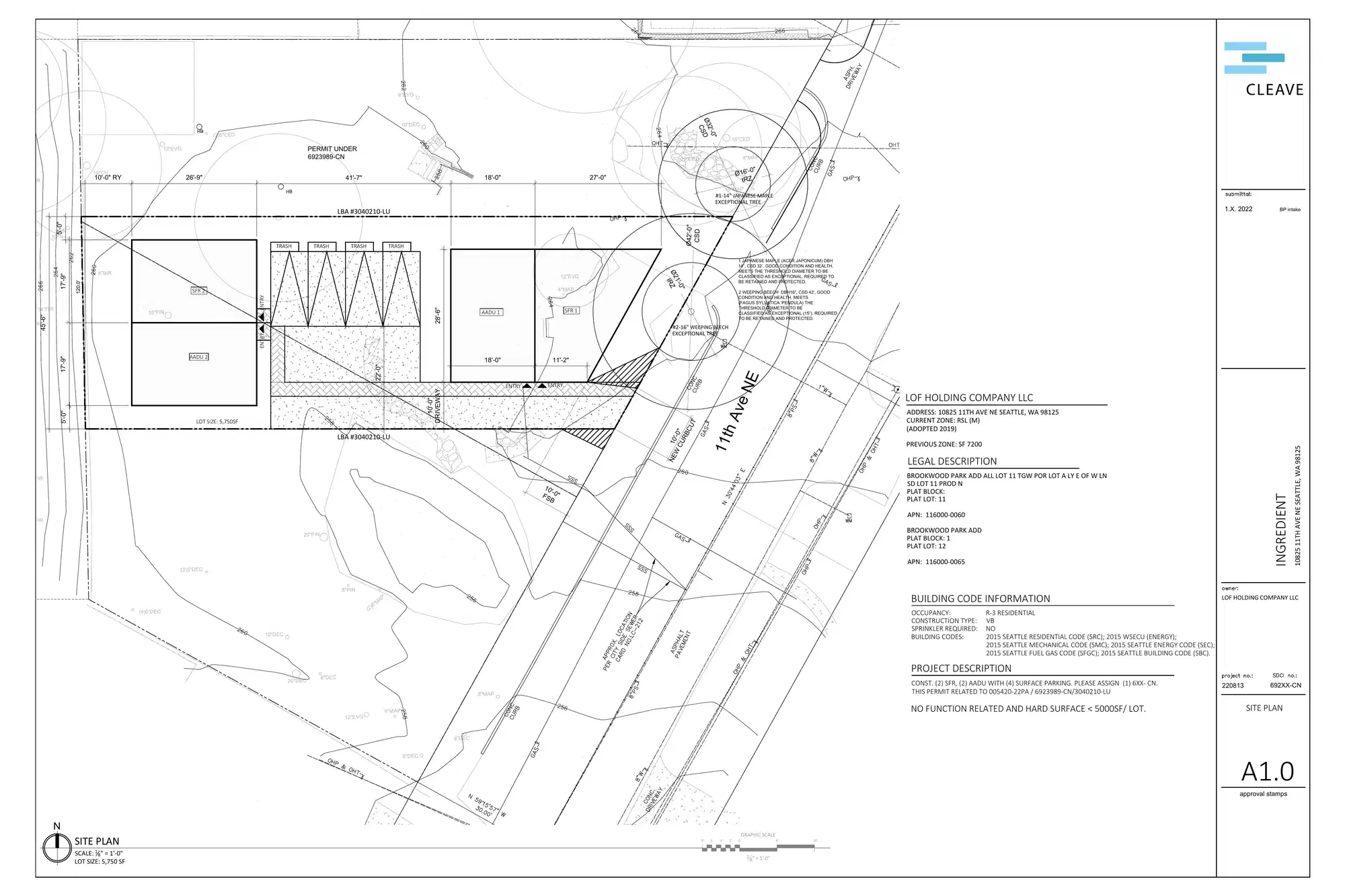 Site plan for 10827 11th Ave NE
