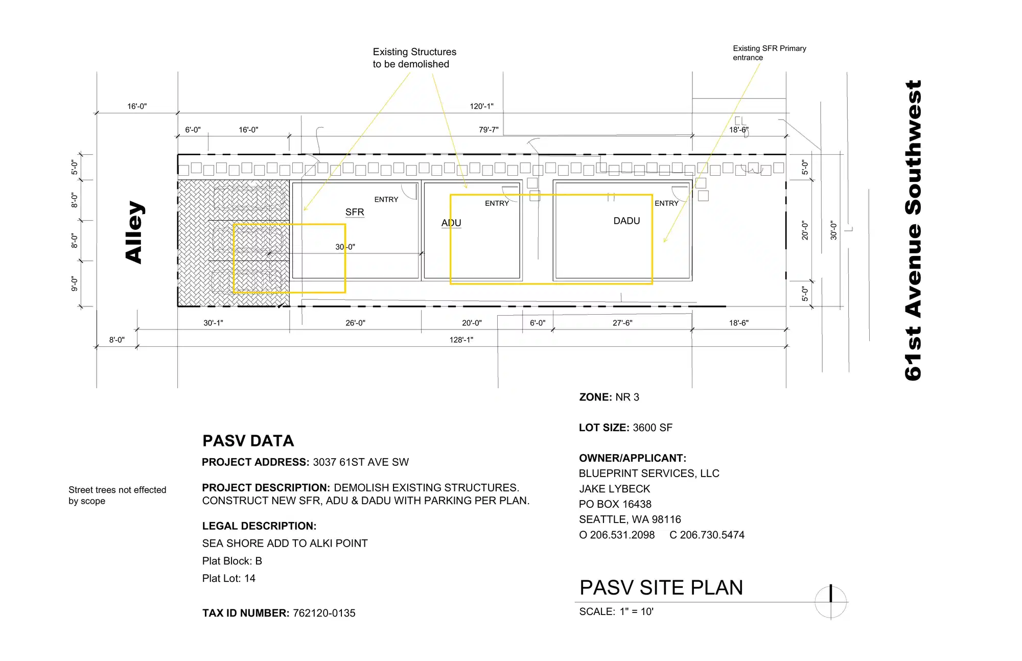 Site plan for 3037 61st Ave SW