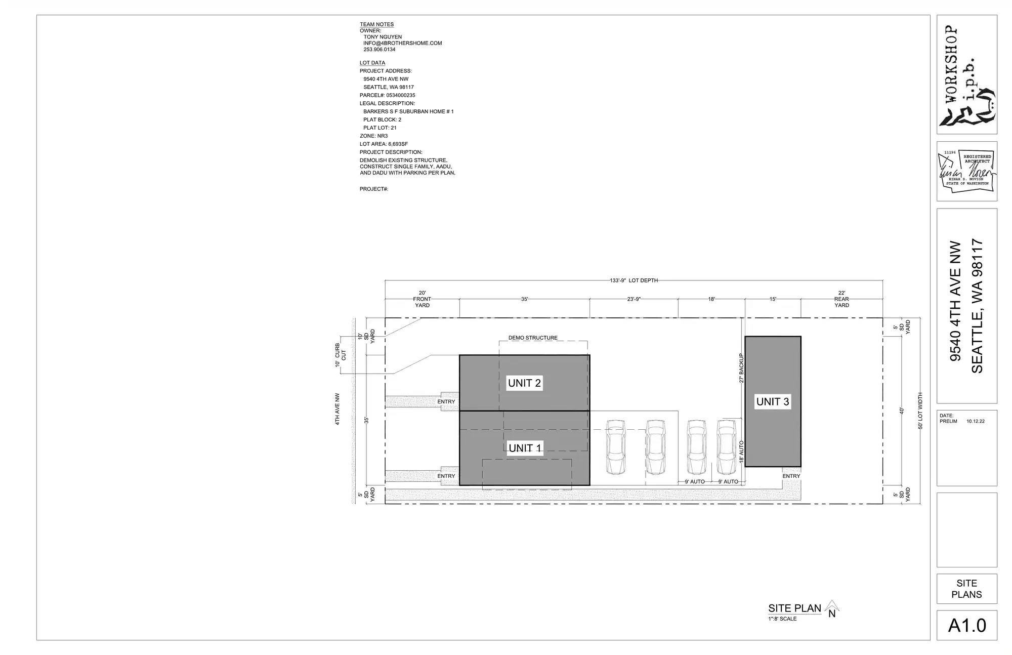 Site plan for 9540 4th Ave NW