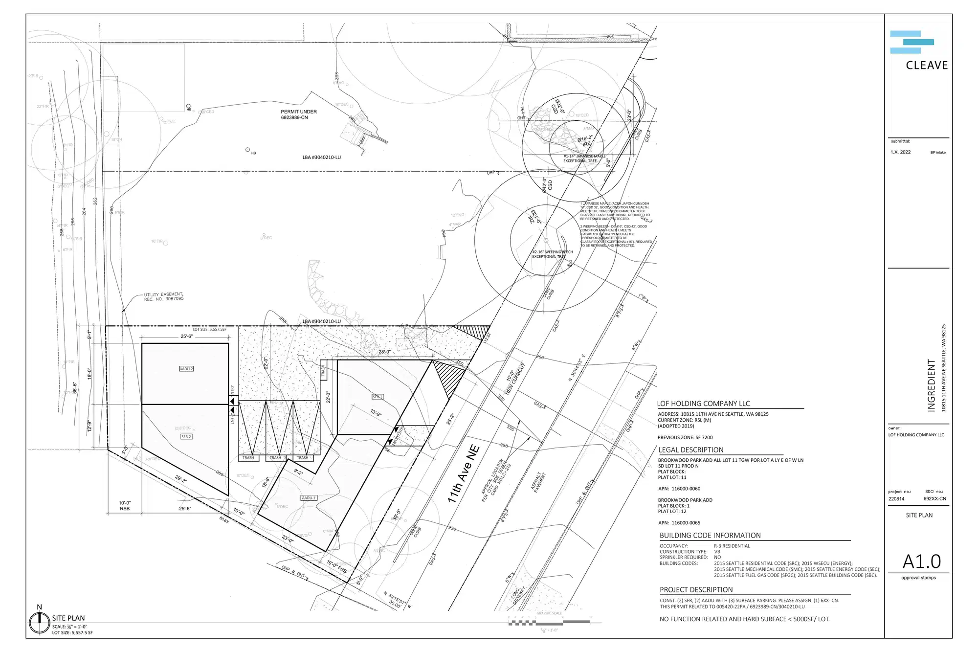 Site plan for 10815 11th Ave NE