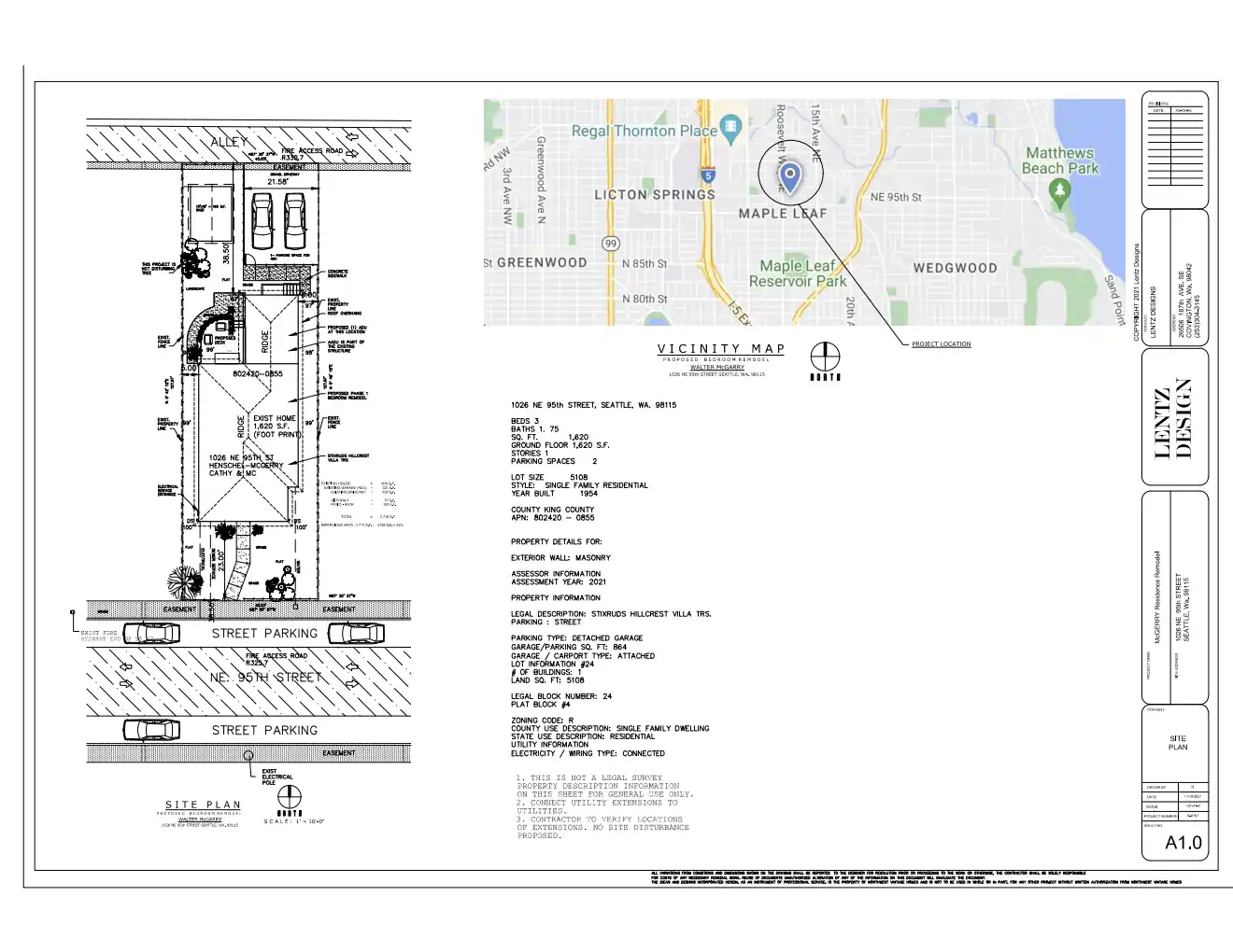 Site plan for 1026 NE 95th St