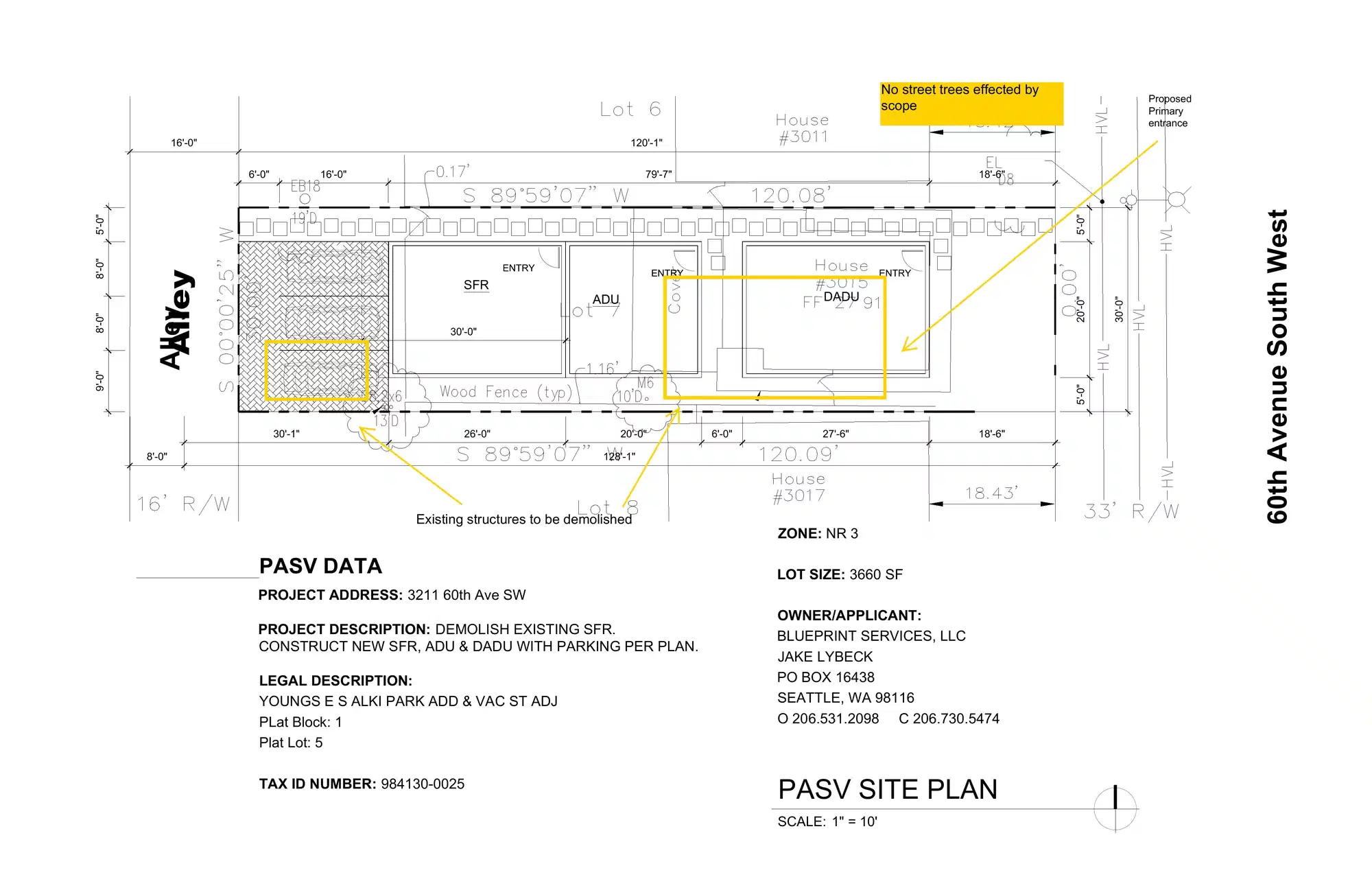 Site plan for 3211 60th Ave SW