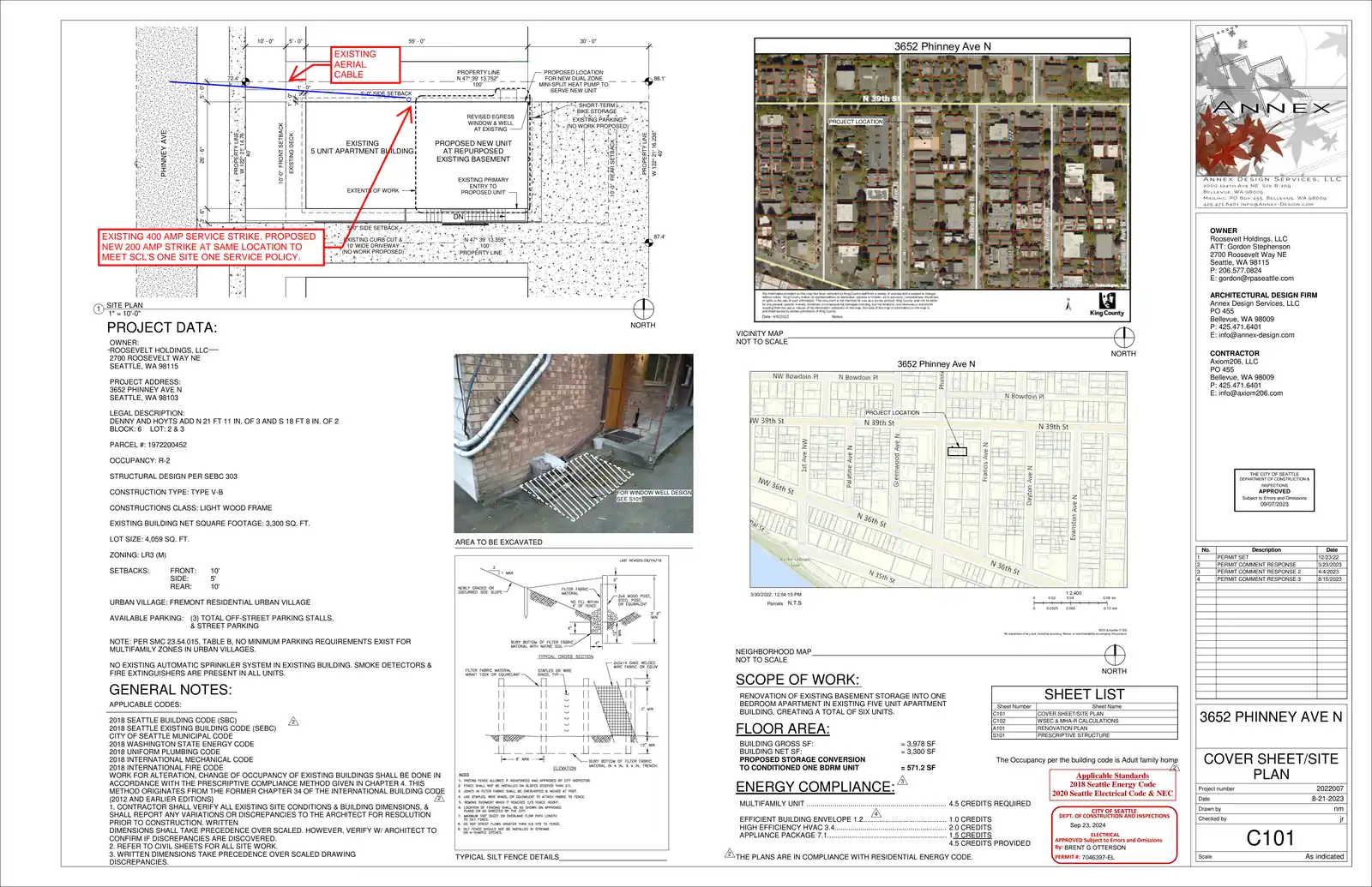 Site plan for 3652 Phinney Ave N