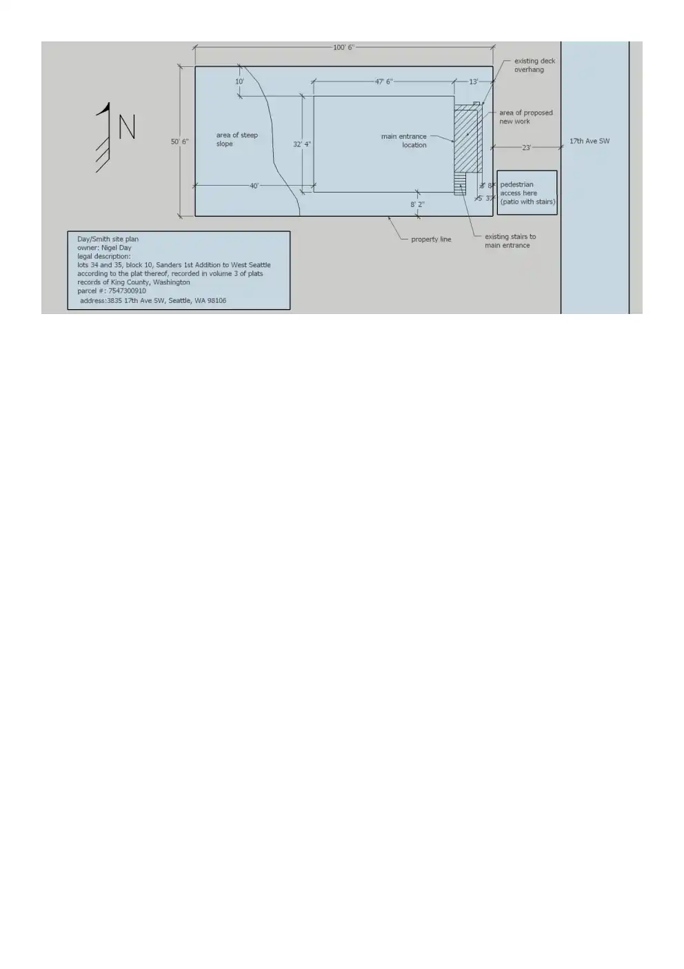 Site plan for 3835 17th Ave SW