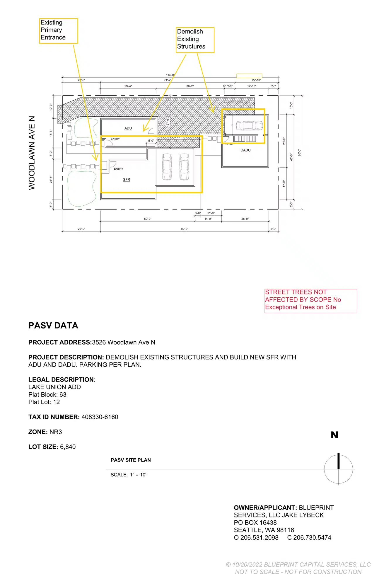 Site plan for 3524 Woodlawn Ave N