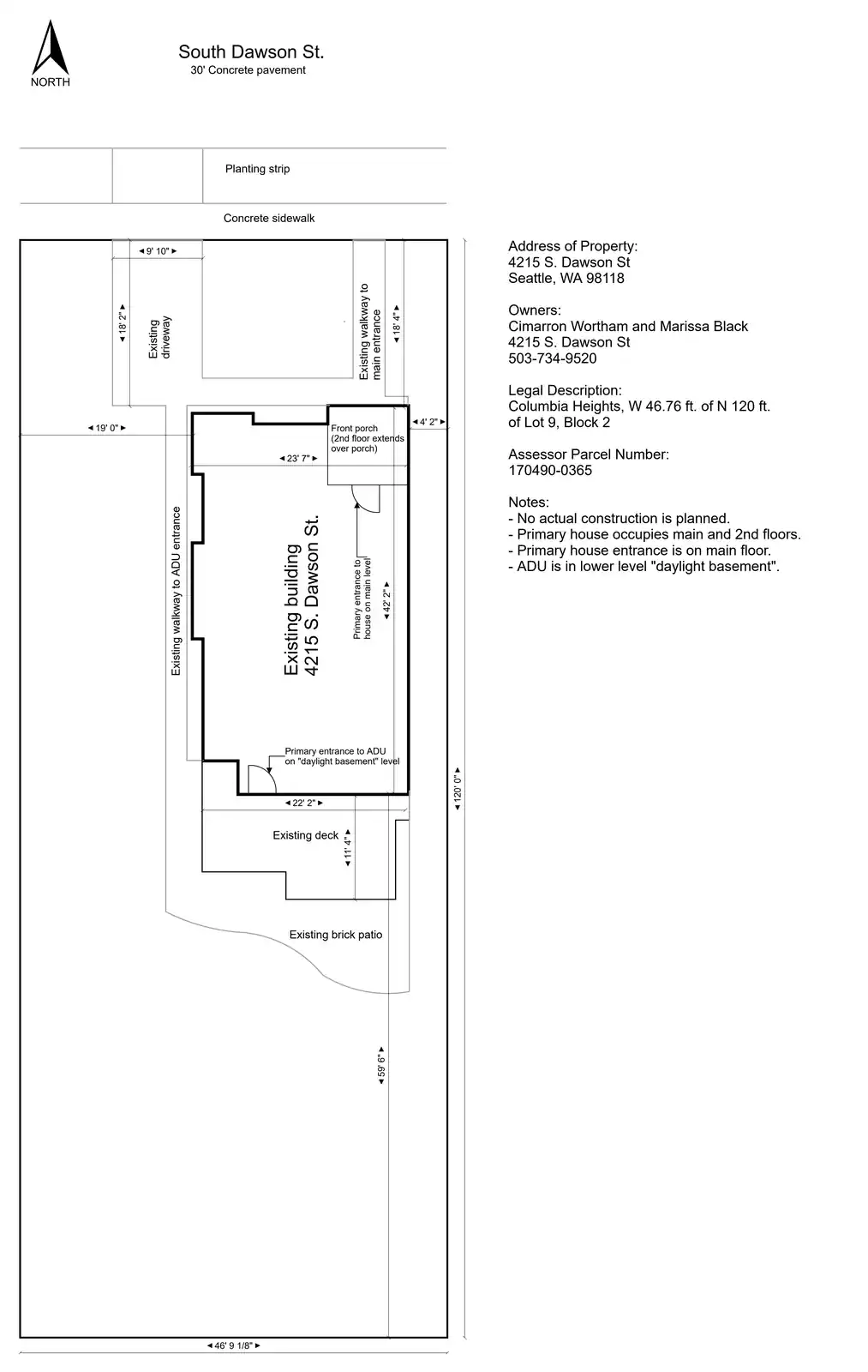 Site plan for 4215 S Dawson St