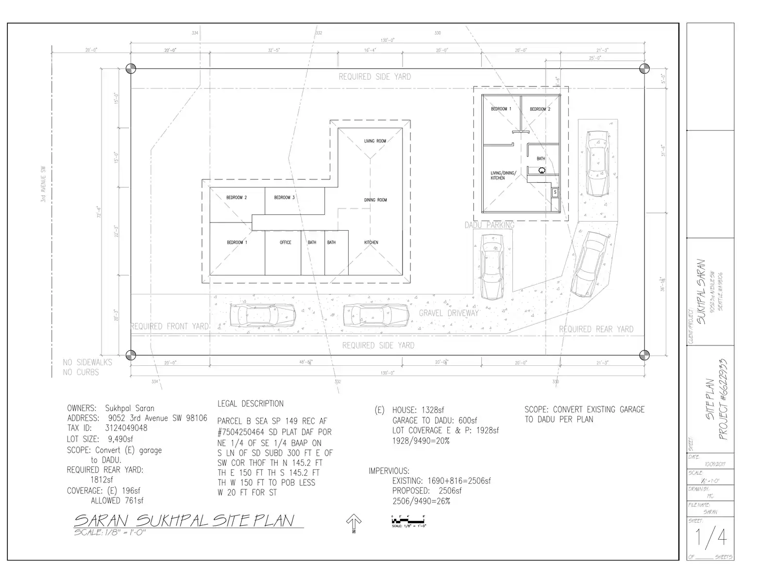 Site plan for 9052 3rd Ave SW
