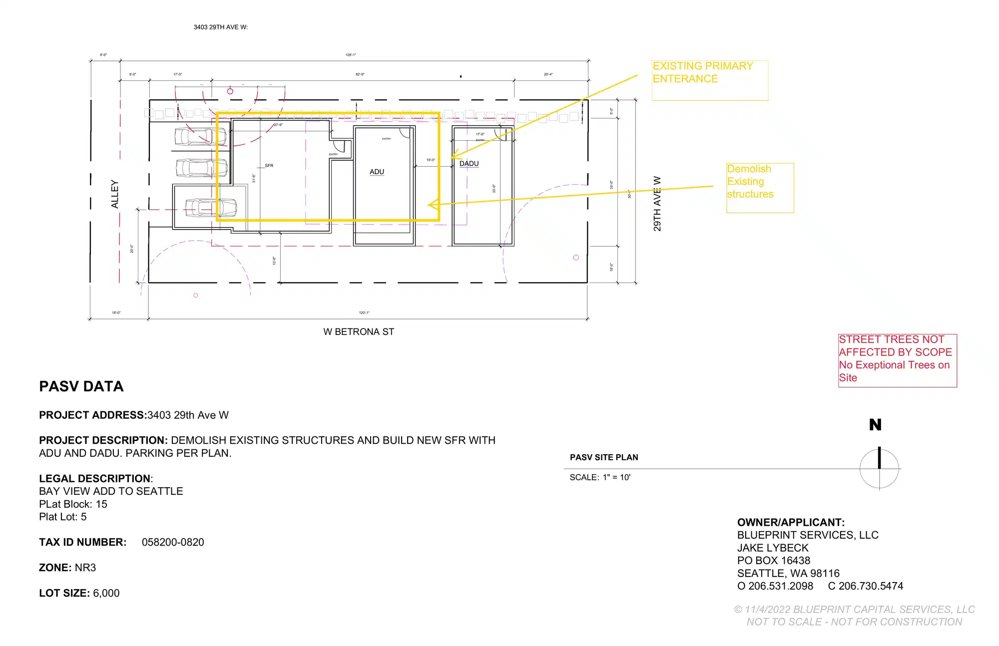 Site plan for 2906 W Bertona St