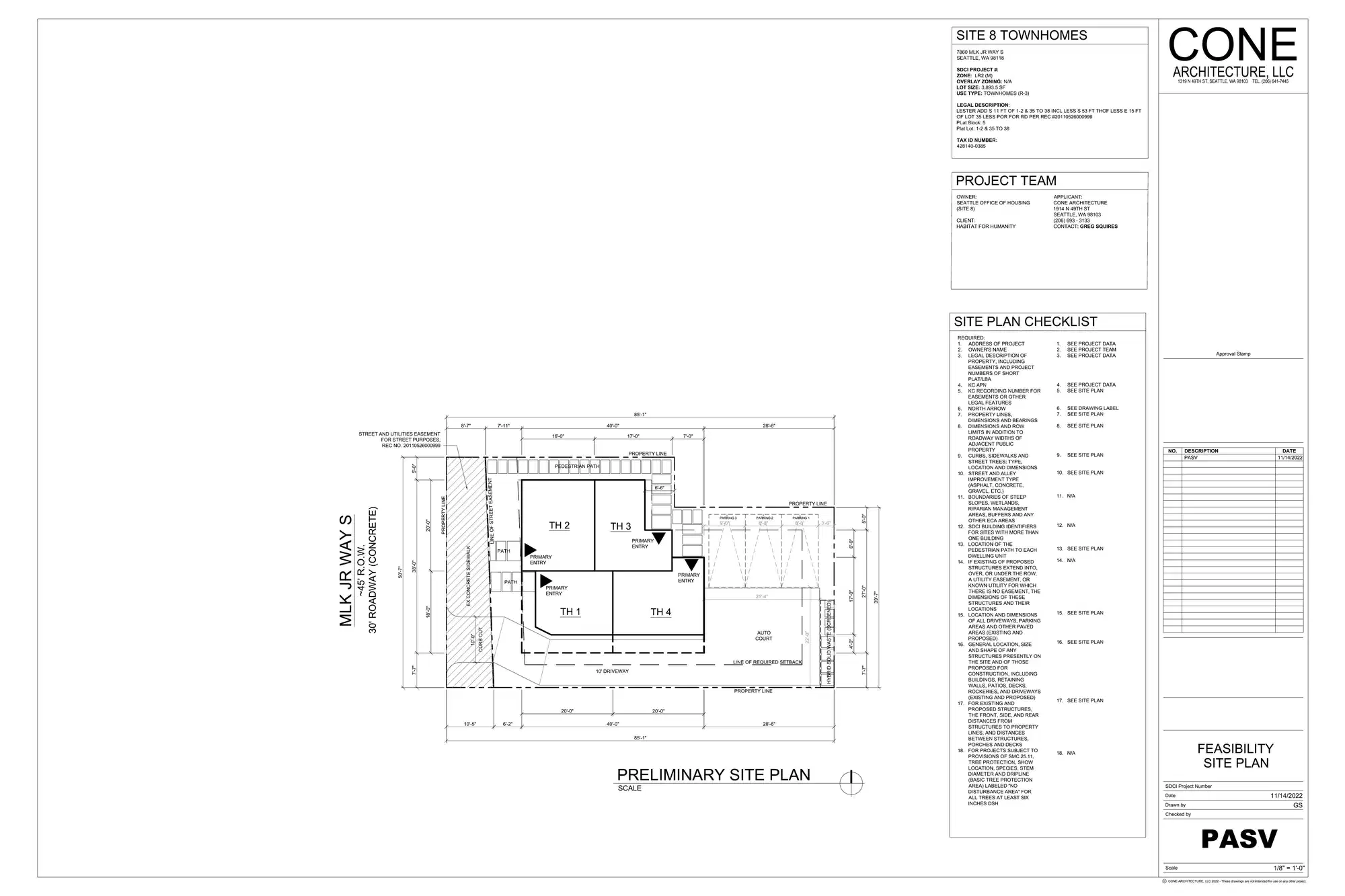 Site plan for 7864 M L King Jr Way S