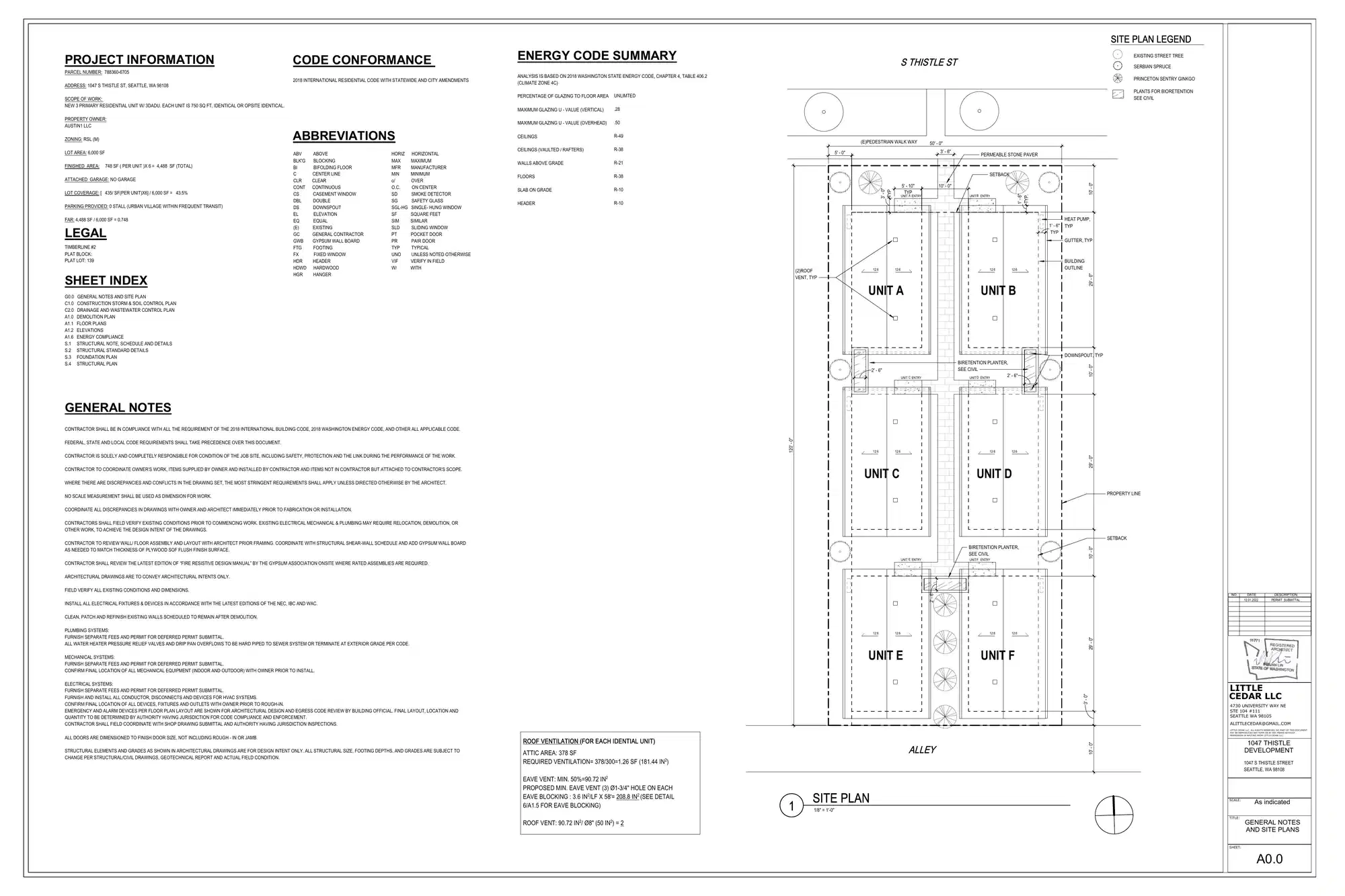 Site plan for 1051 A S Thistle St