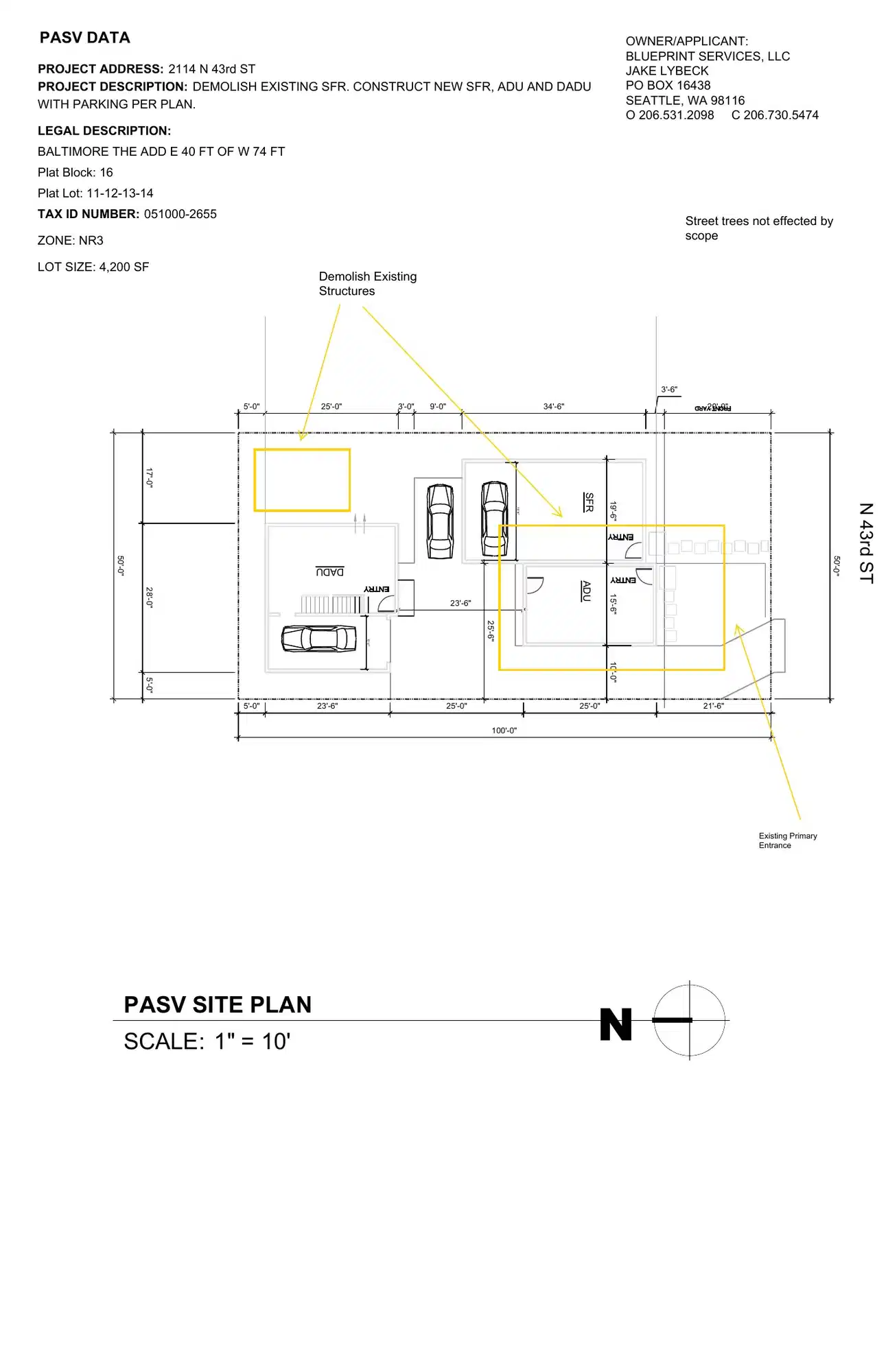 Site plan for 2110 N 43rd St
