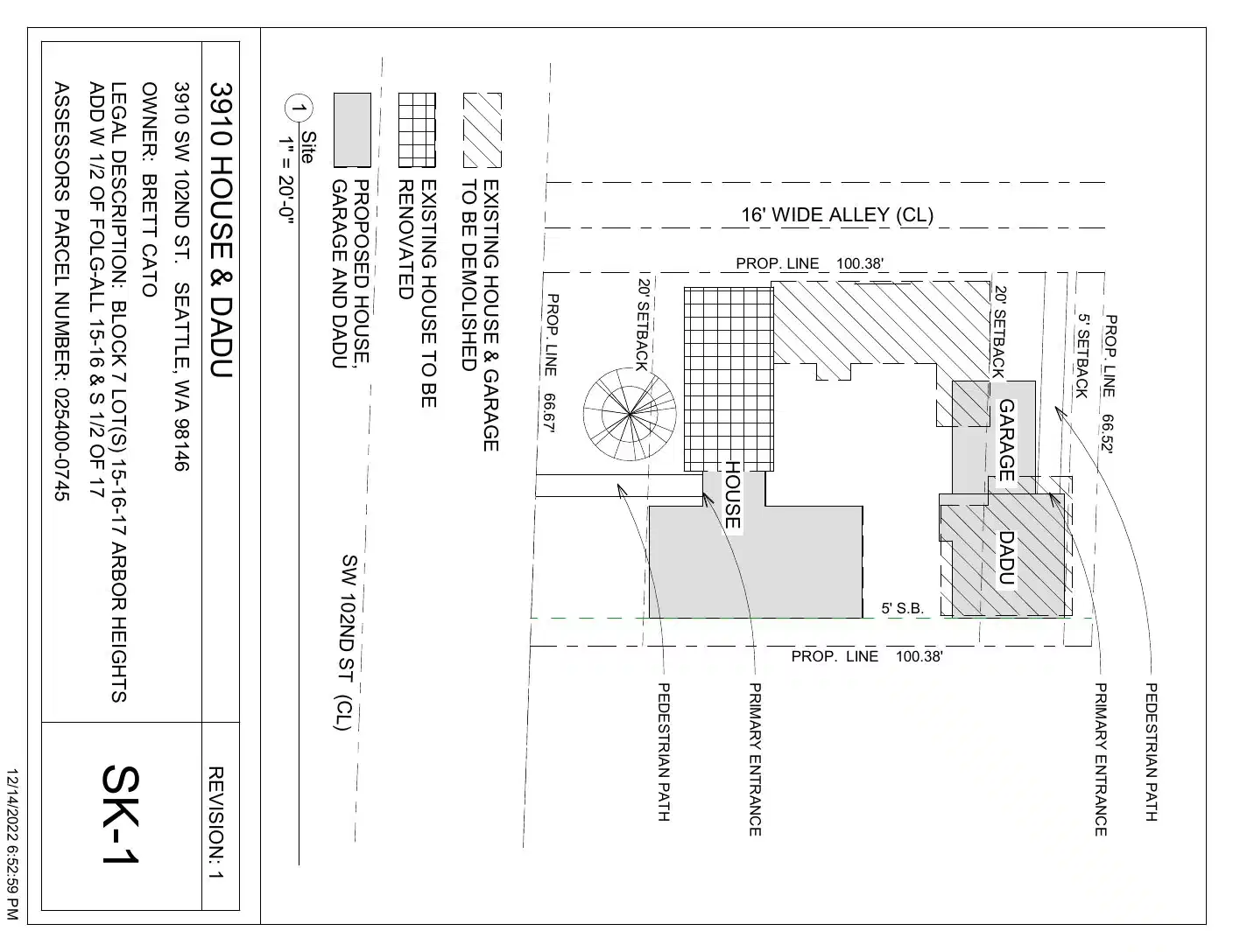 Site plan for 3910 SW 102nd St