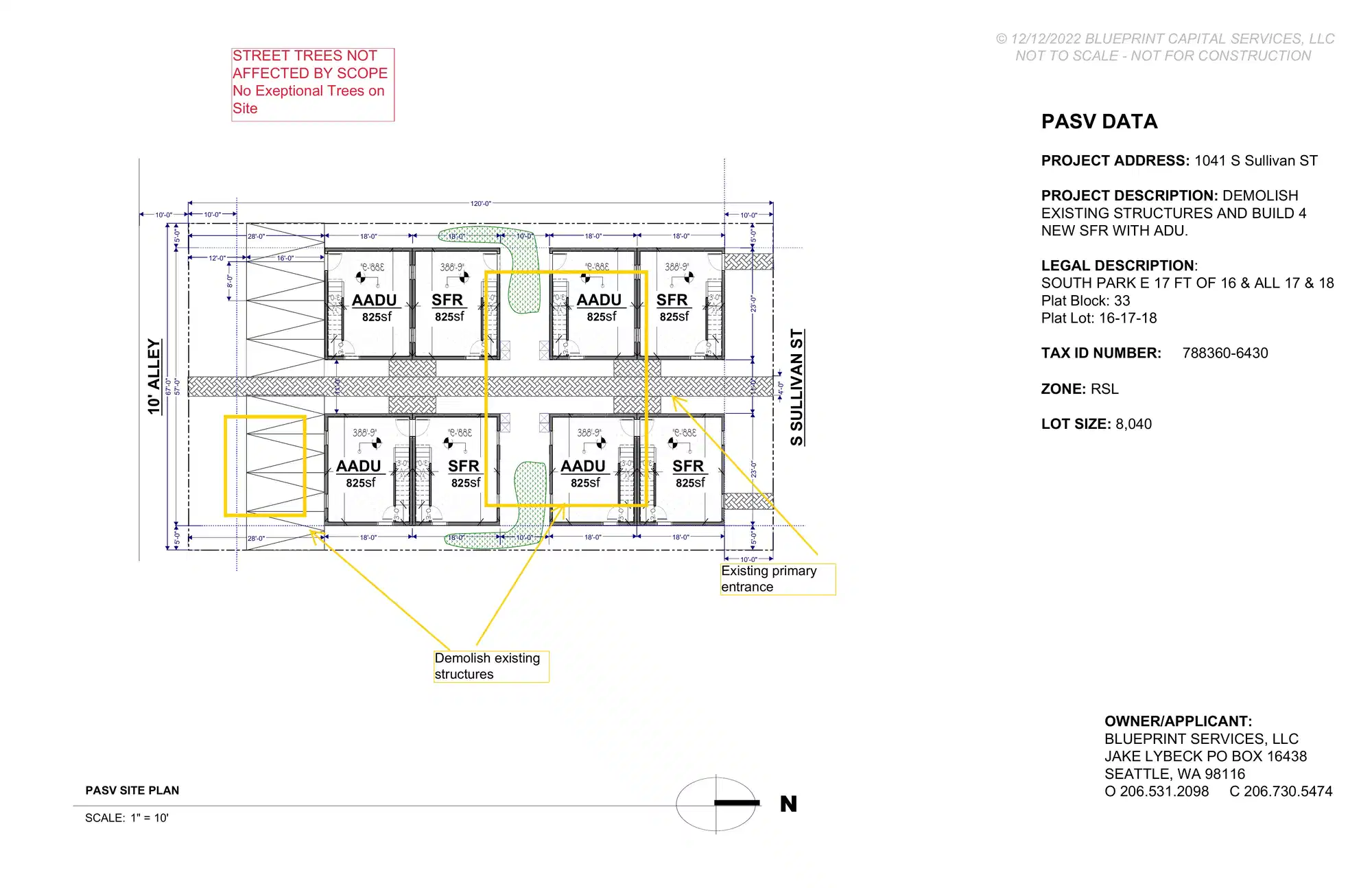 Site plan for 1043 D S Sullivan St