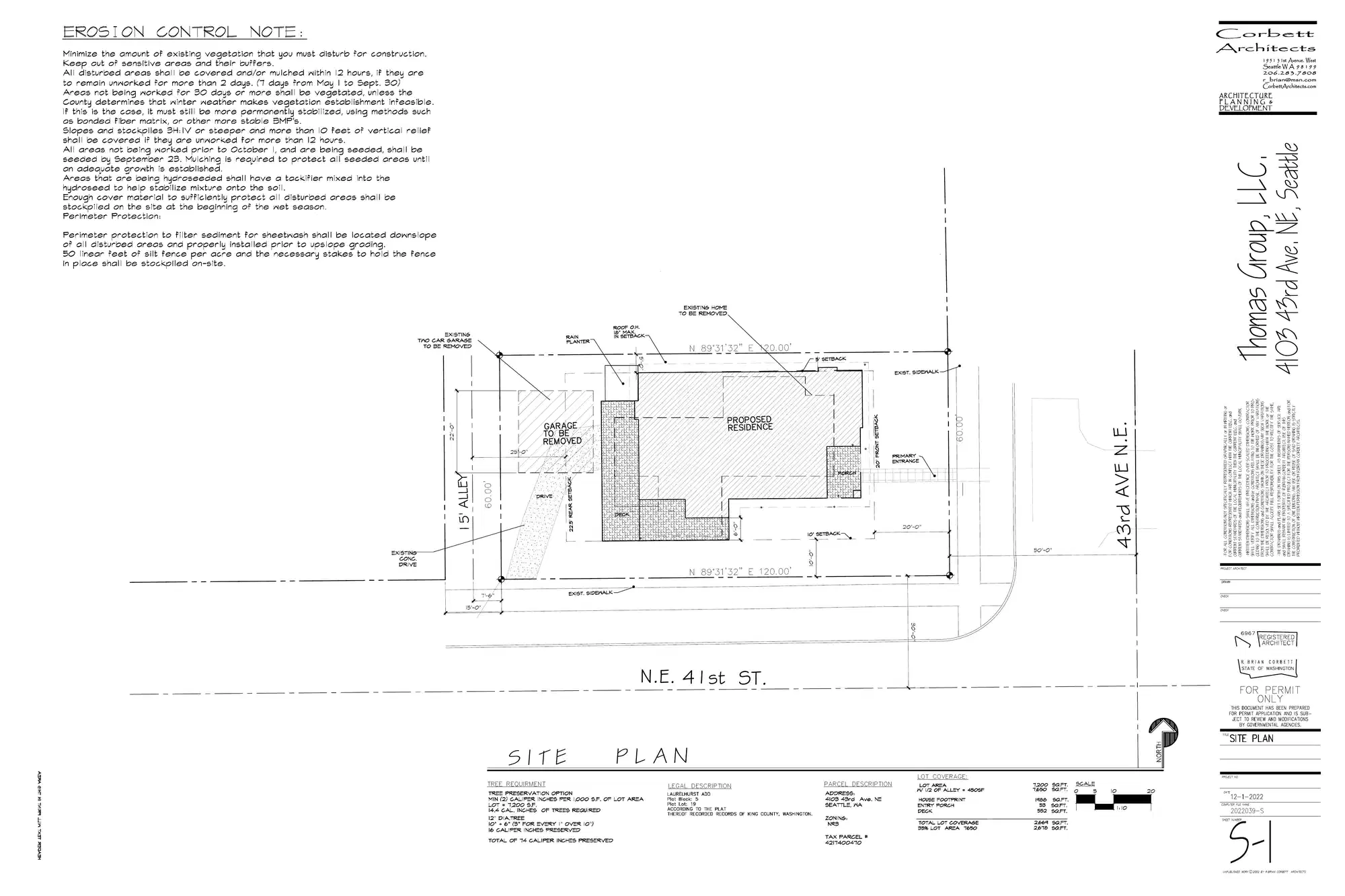 Site plan for 4103 43rd Ave NE
