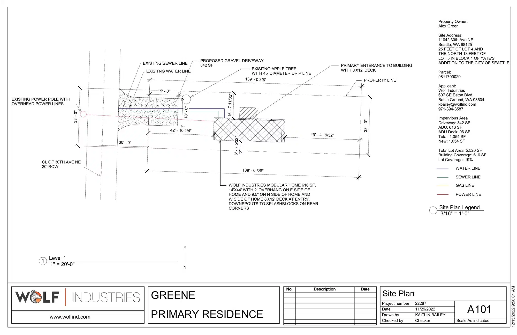 Site plan for 11042 30th Ave NE