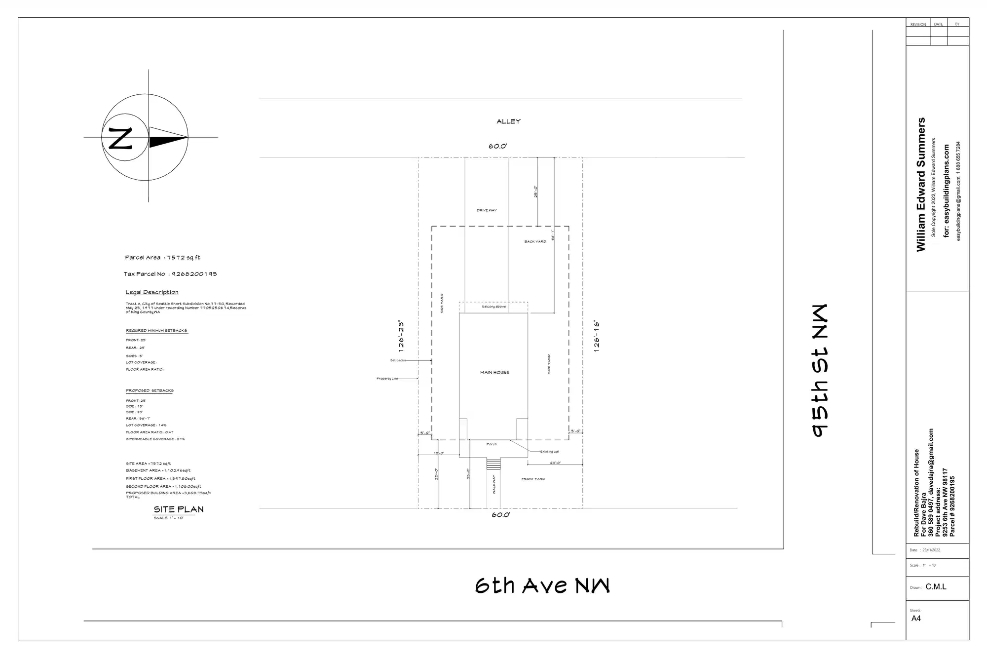 Site plan for 9253 6th Ave NW