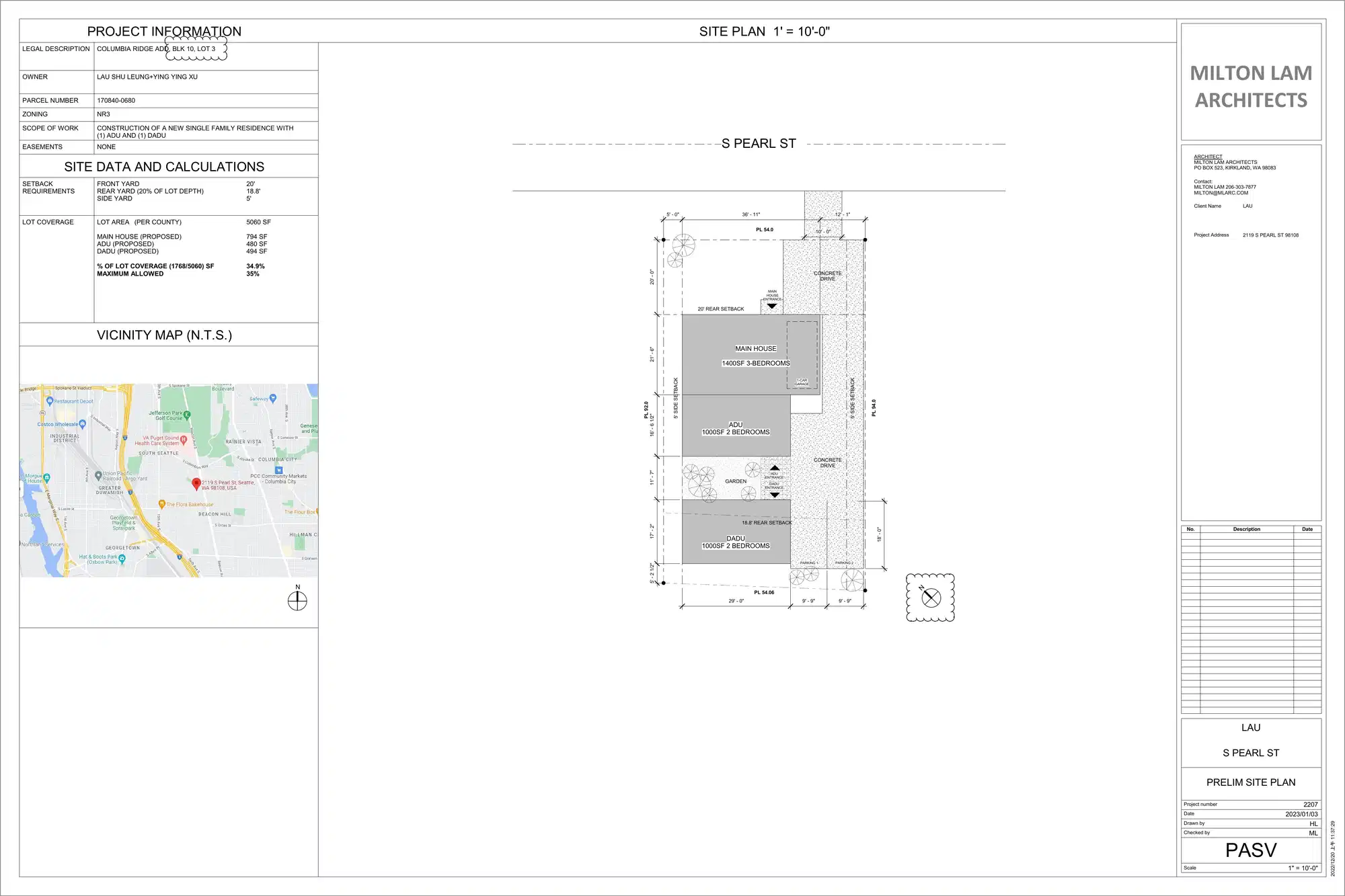 Site plan for 2119 S Pearl St